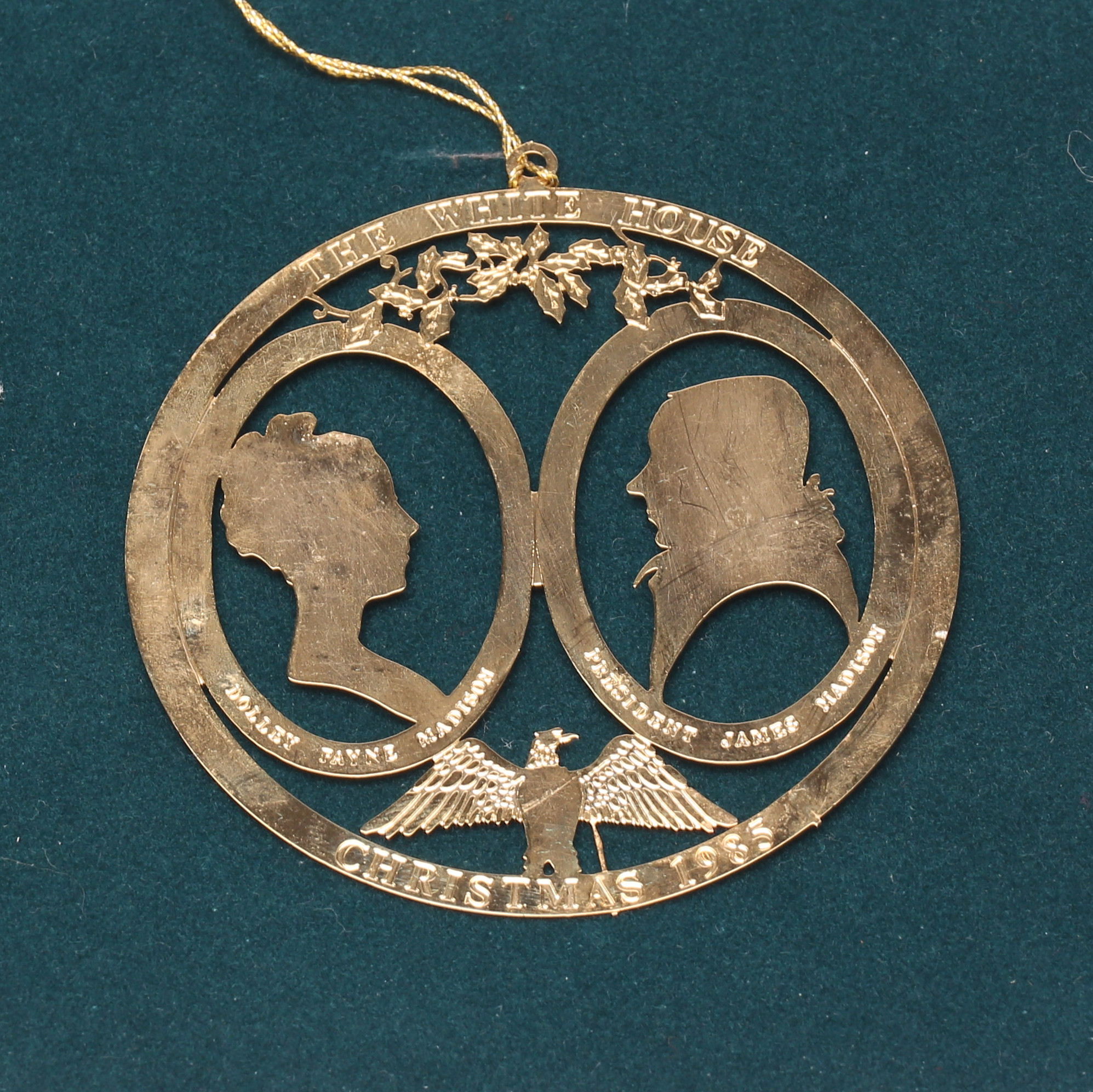ORNAMENT, metall, Christmas 1985, The White House Historical Association.