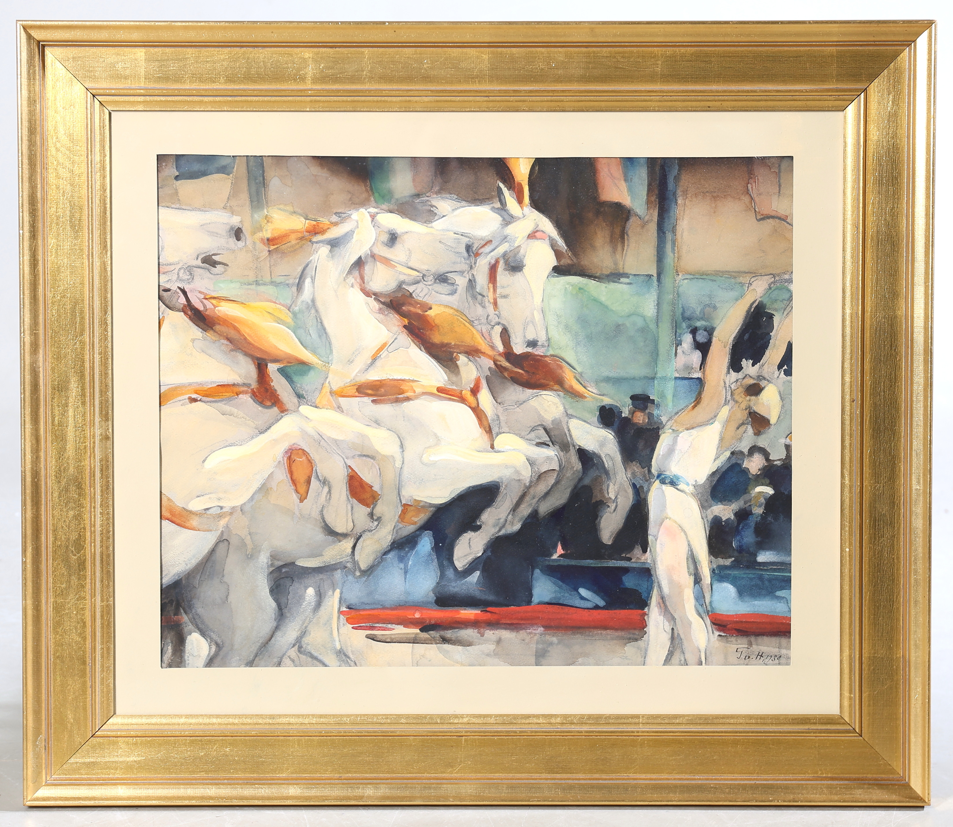 GÖSTA VON HENNING. "Frikatshästar", akvarell, monogramsignerad samt daterad 1930.