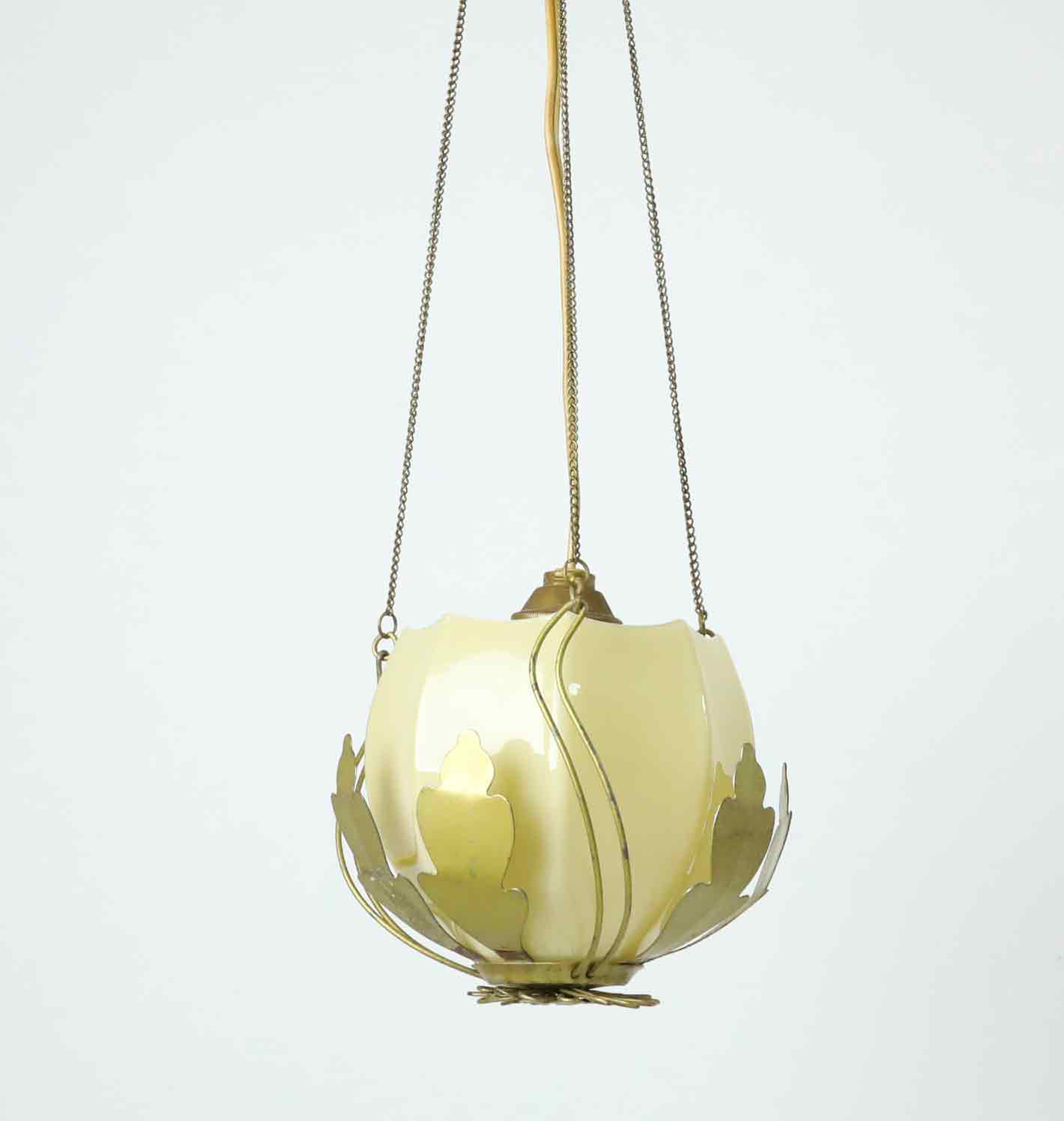 TAKLAMPA, Swedish Modern, mässing och glas, 1940-tal.