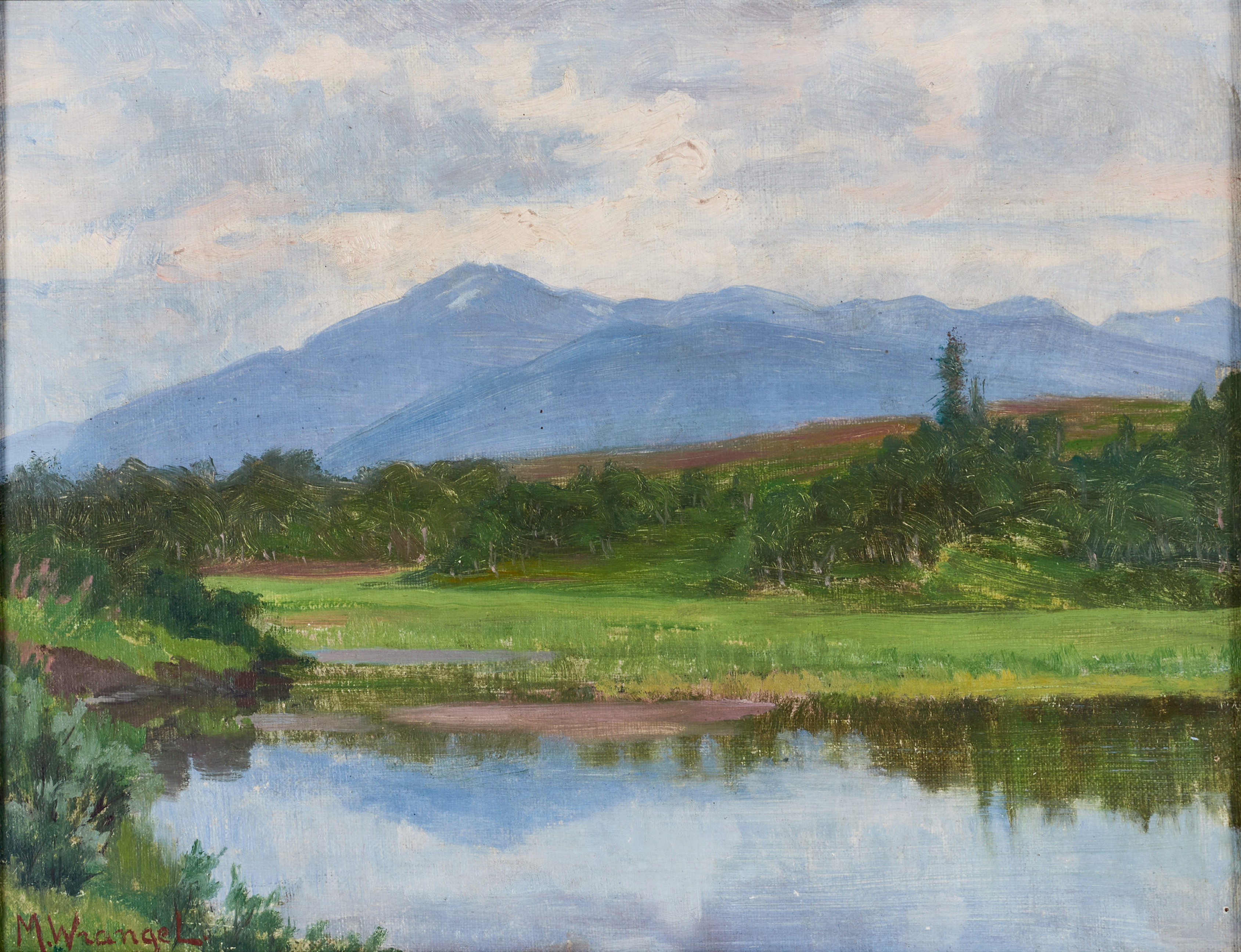 MARIA WRANGEL (1861-1923). "Åreskutan", signerad M. Wrangel, olja på duk ställd på pannå.