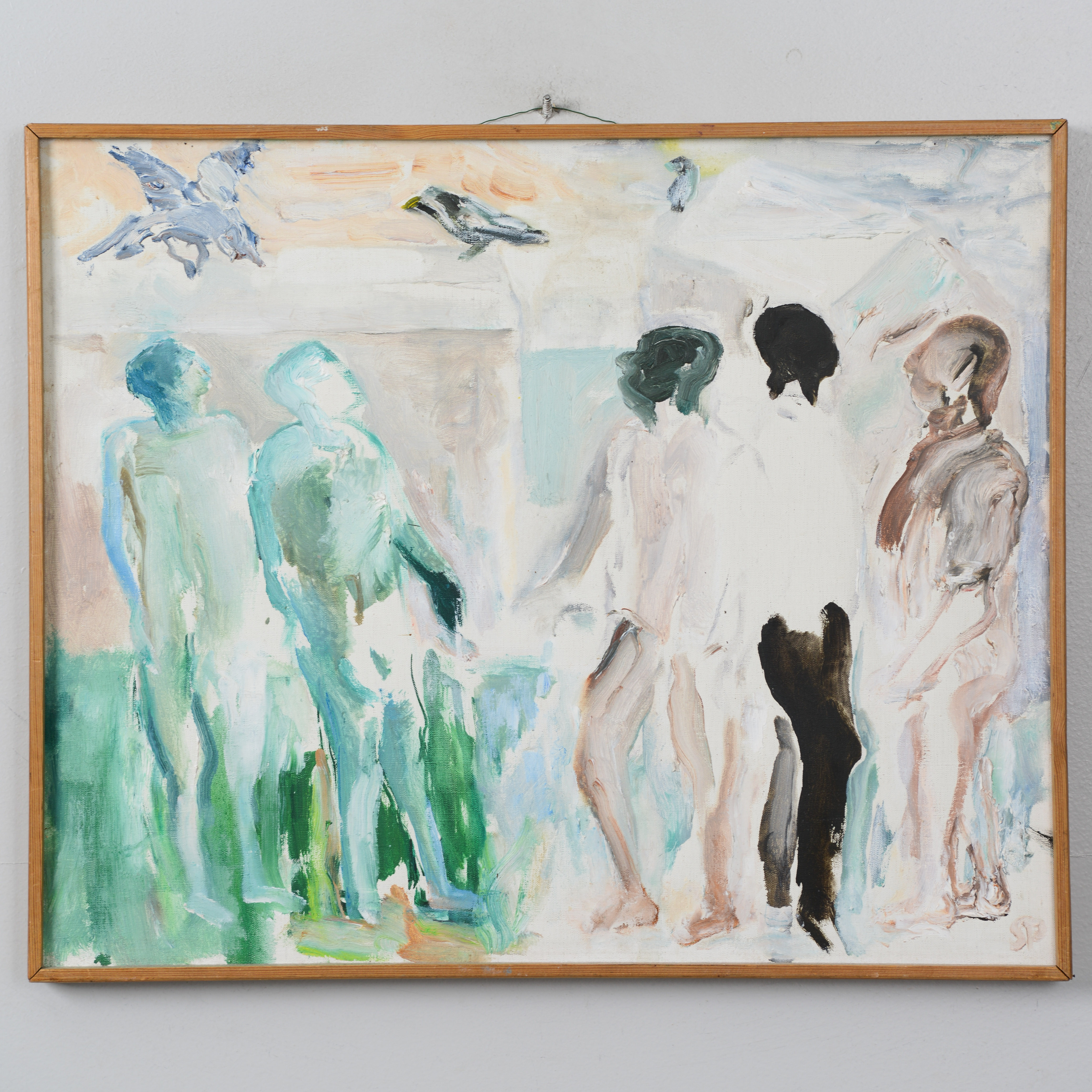 SIGWARD PETTERSSON. "Fåglarna", olja på duk, signerad.