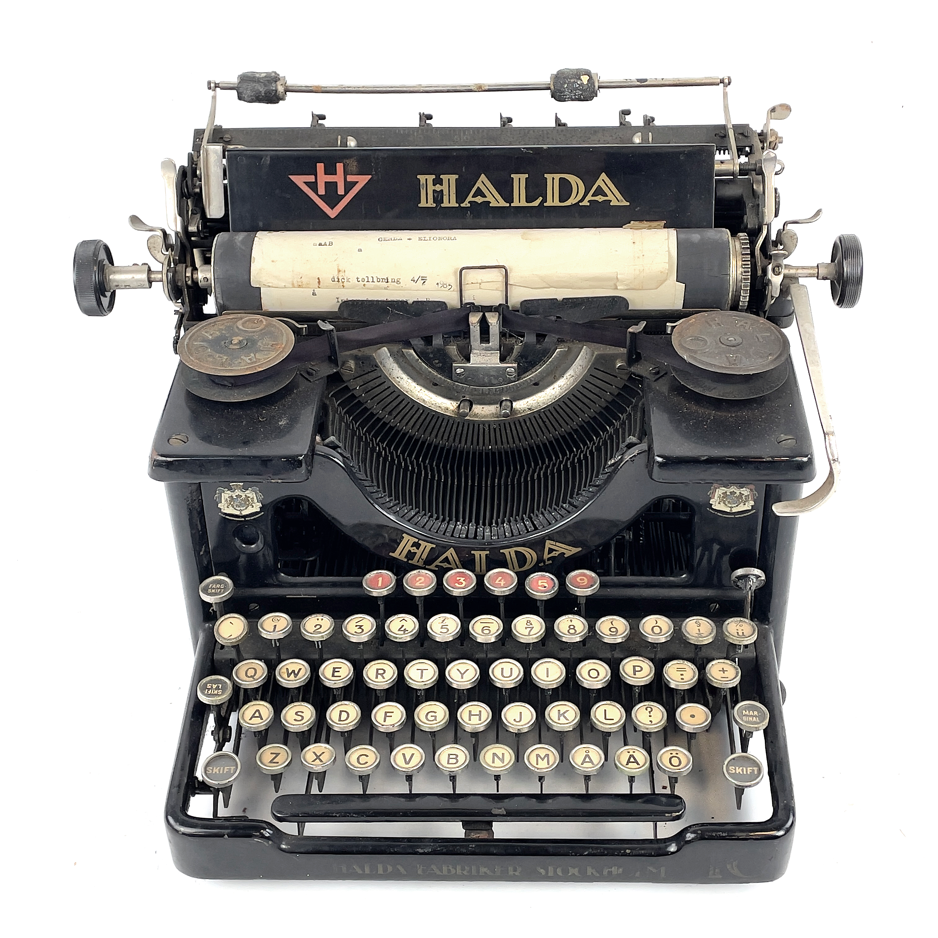 SKRIVMASKIN, "Halda Nr 10", AB Halda Fabriker, Stockholm.