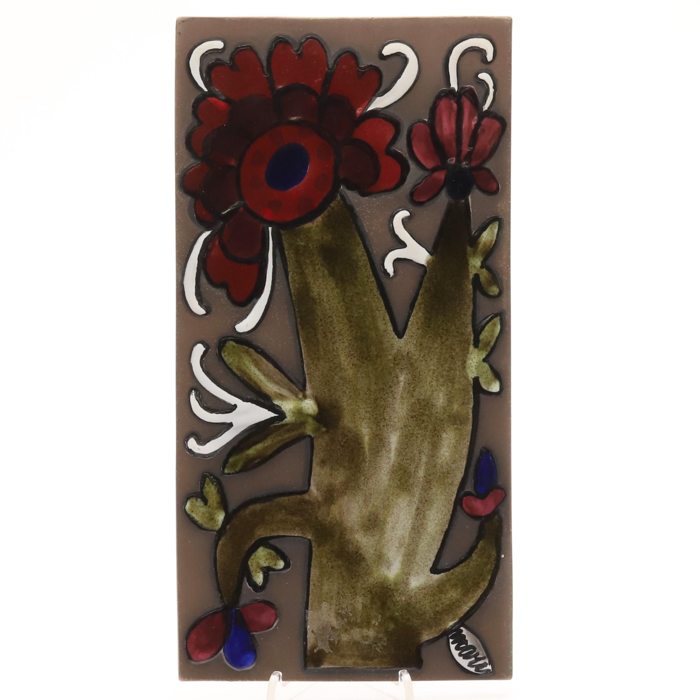 MARI SIMMULSON. Väggplakett, glaserat stengods, Upsala-Ekeby, 1900-tal.