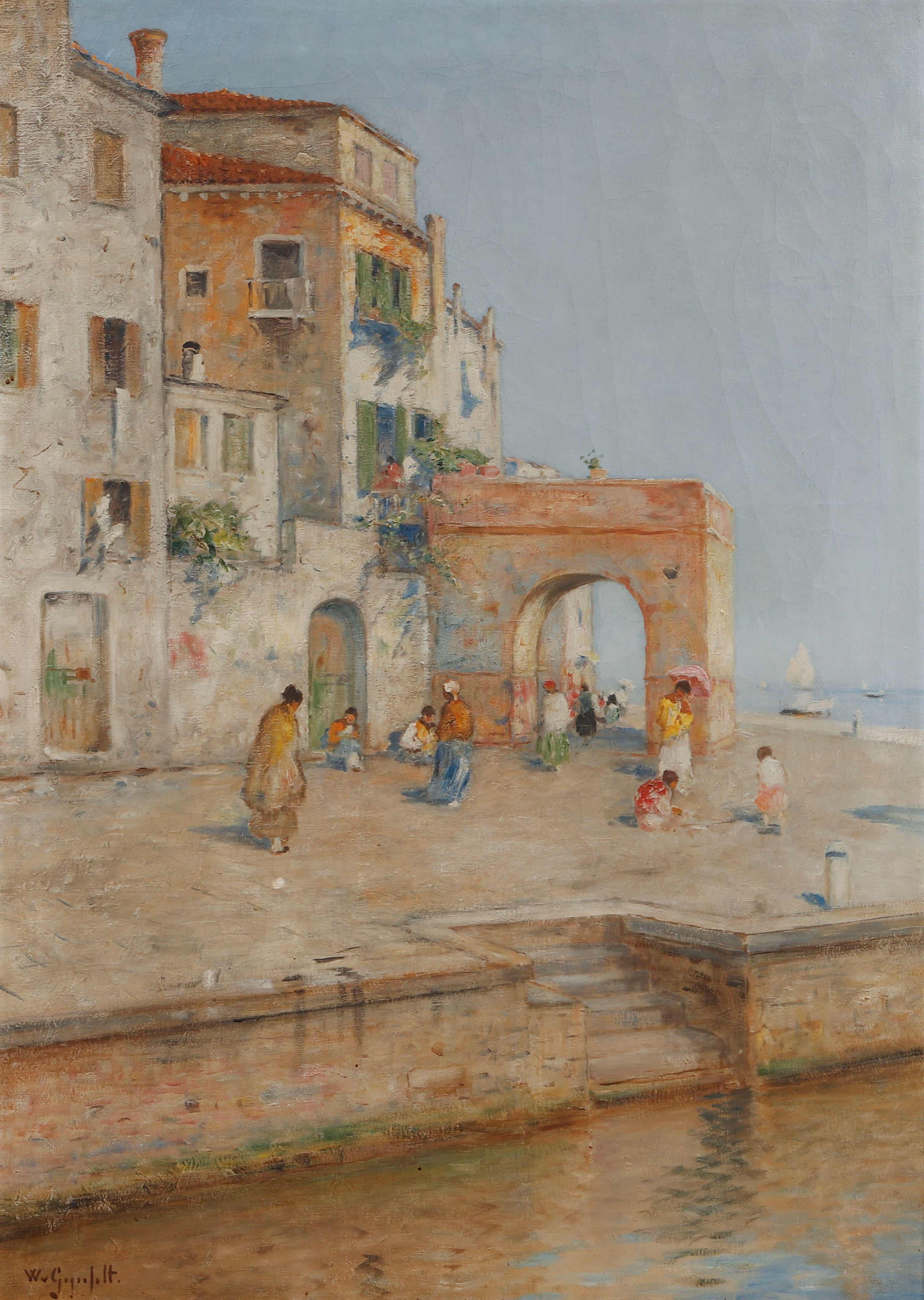 WILHELM VON GEGERFELT. Kajmotiv från Venedig. Olja på duk.