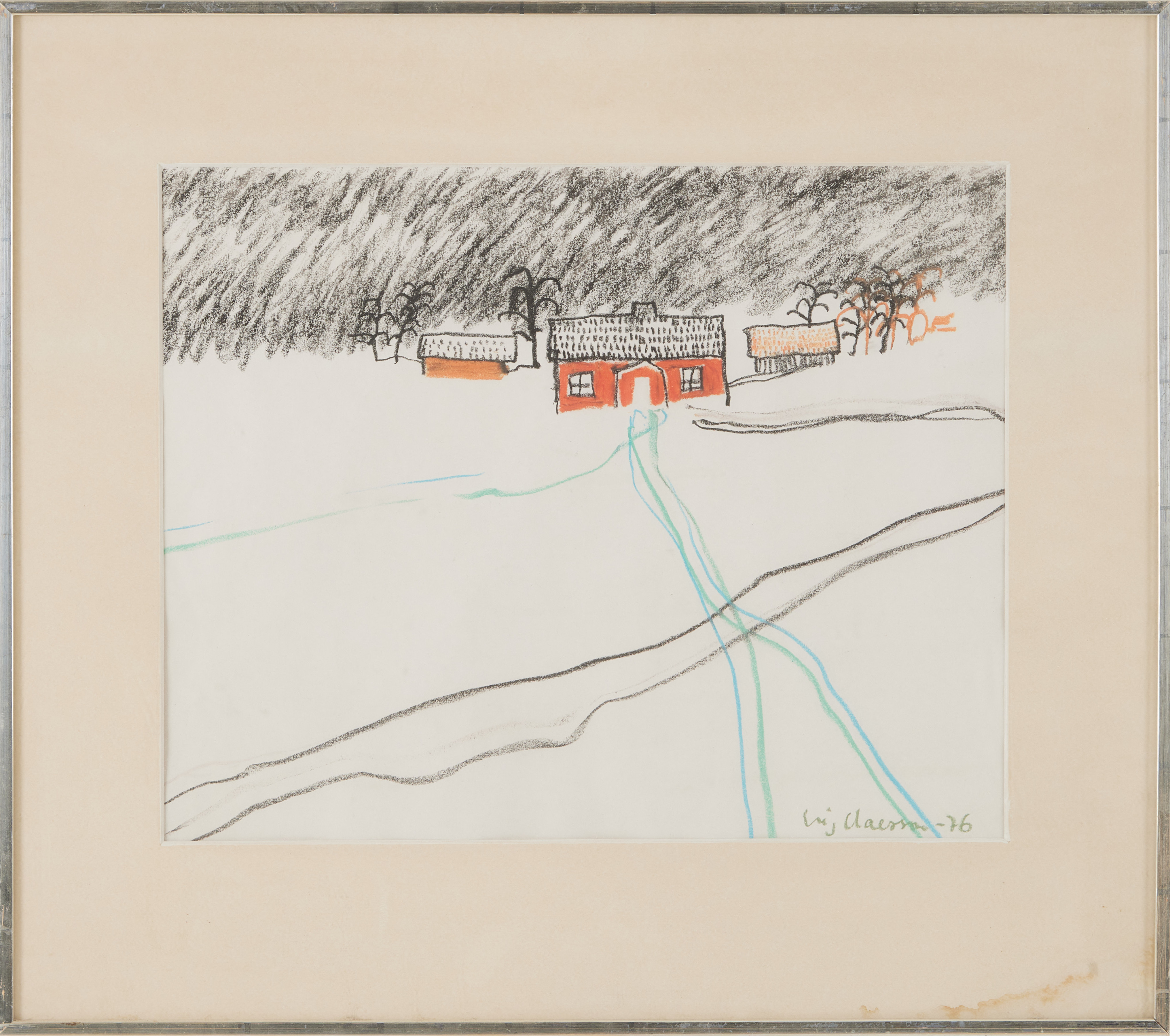 STIG (SLAS) CLAESSON. Gård, pastell, signerad och daterad 76.