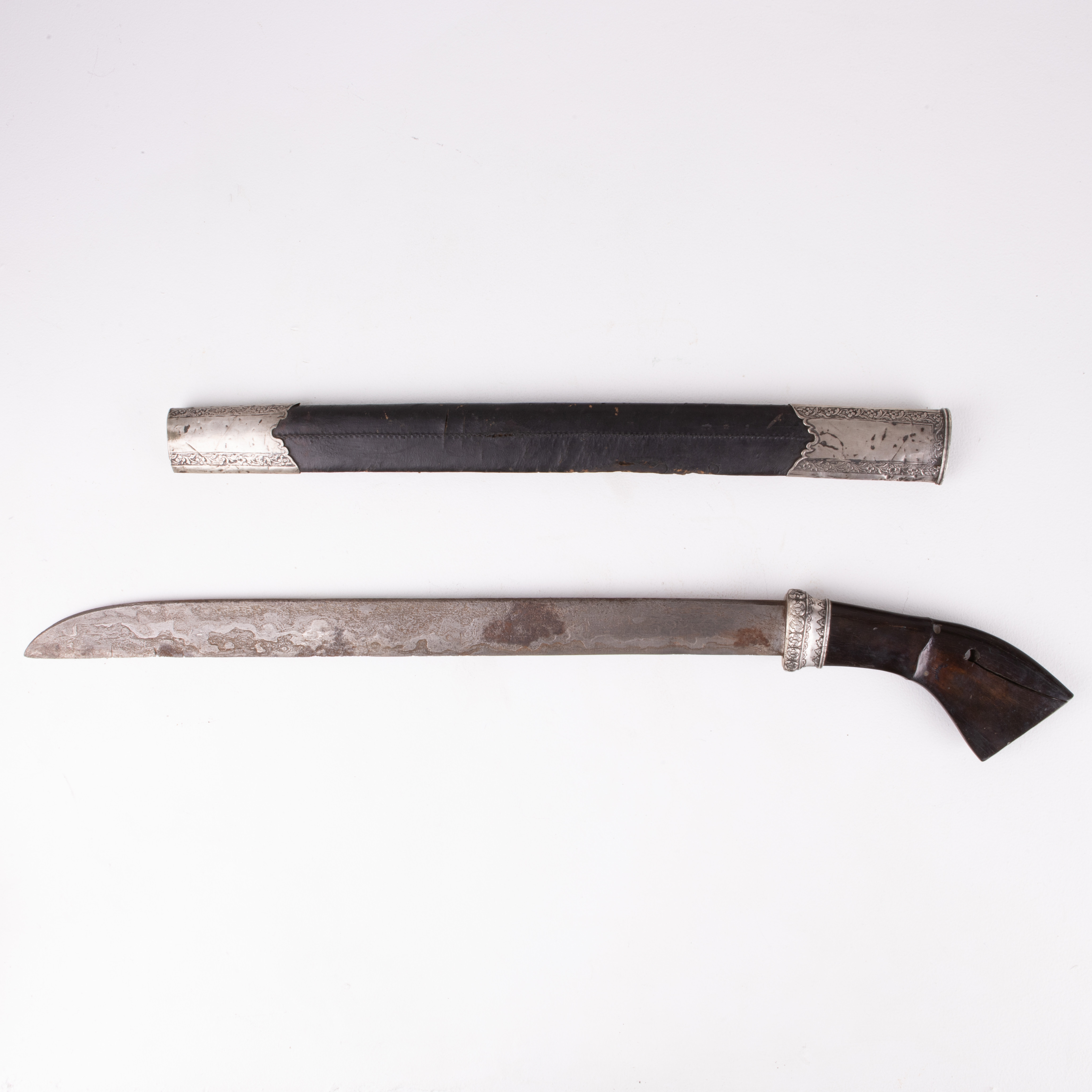 HUGGARE, Klewang-typ, silver, Borneo, 1800-tal.