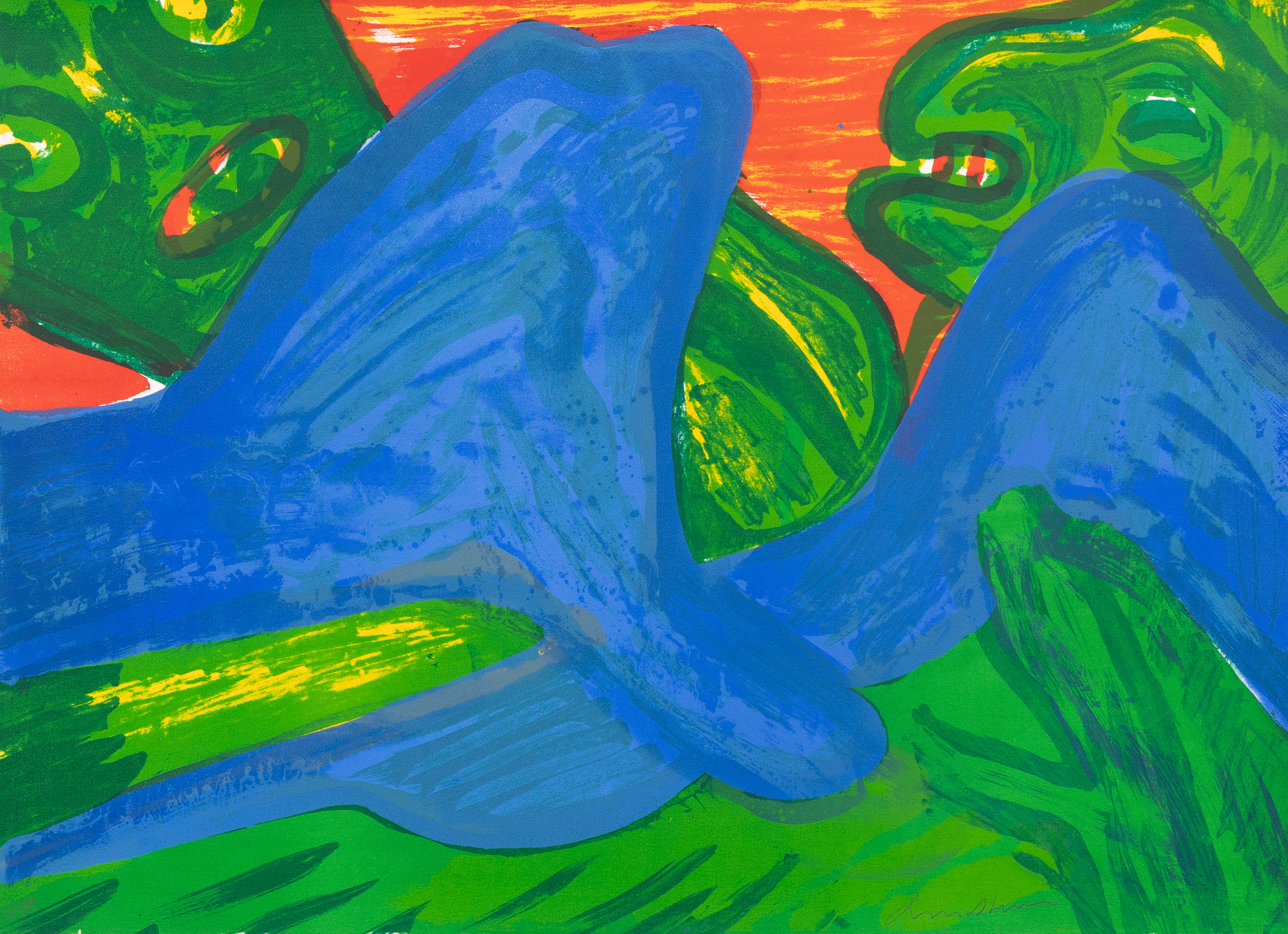 BENGT LINDSTRÖM. "Fjällen och jättarna", litografi nr 47/99, signerad.