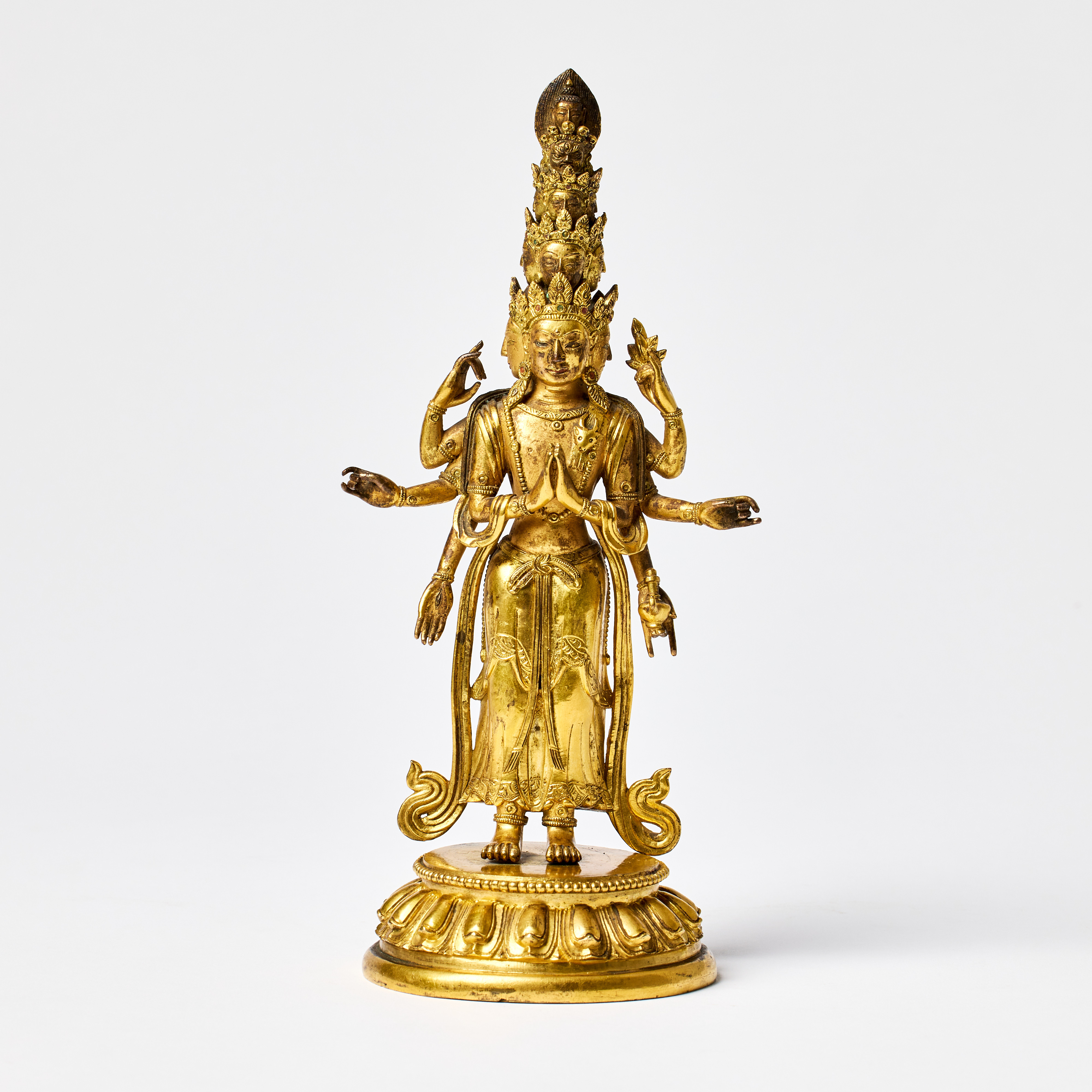 A Tibeto-Chinese Gilt Bronze Figure of Avalokiteshvara.