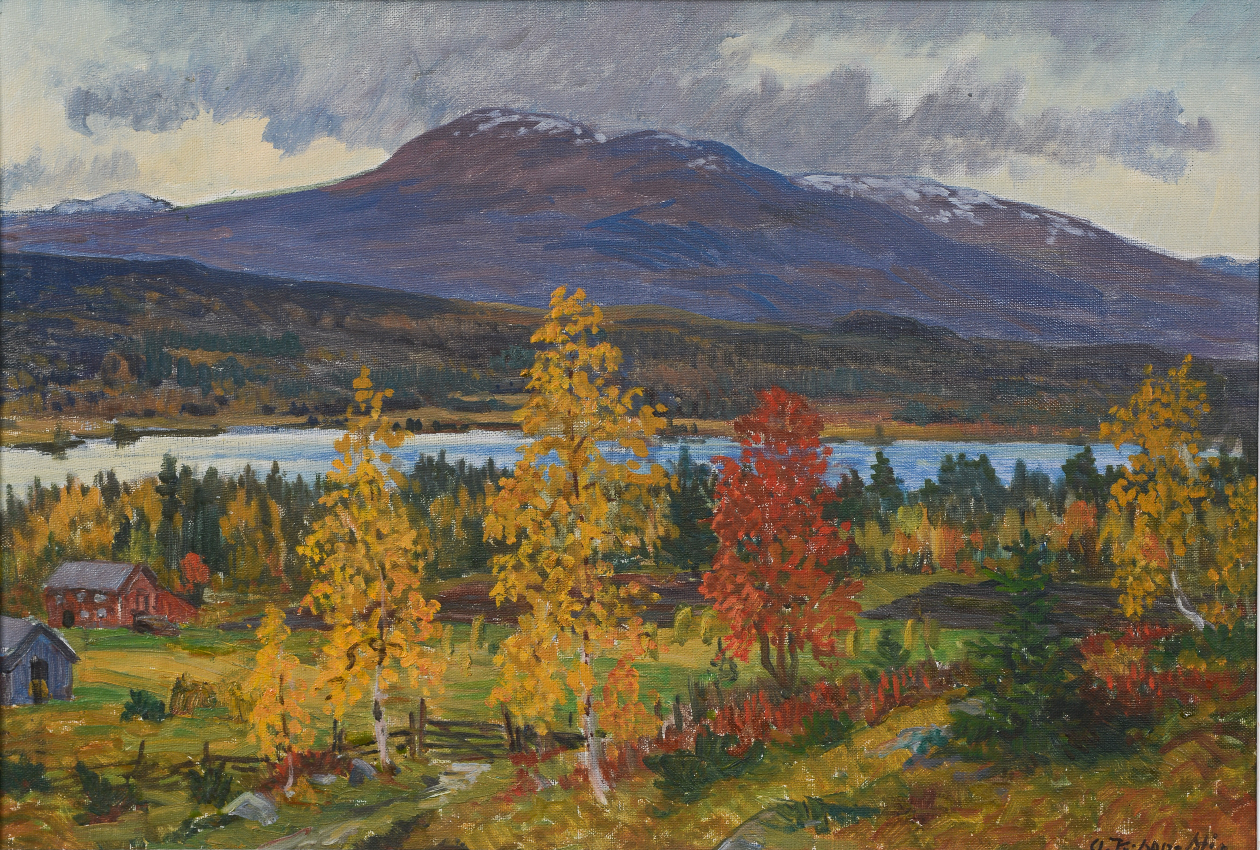 STIG-ANTE KARLSSON. Höstmotiv i Norrland, olja på pannå, signerad.