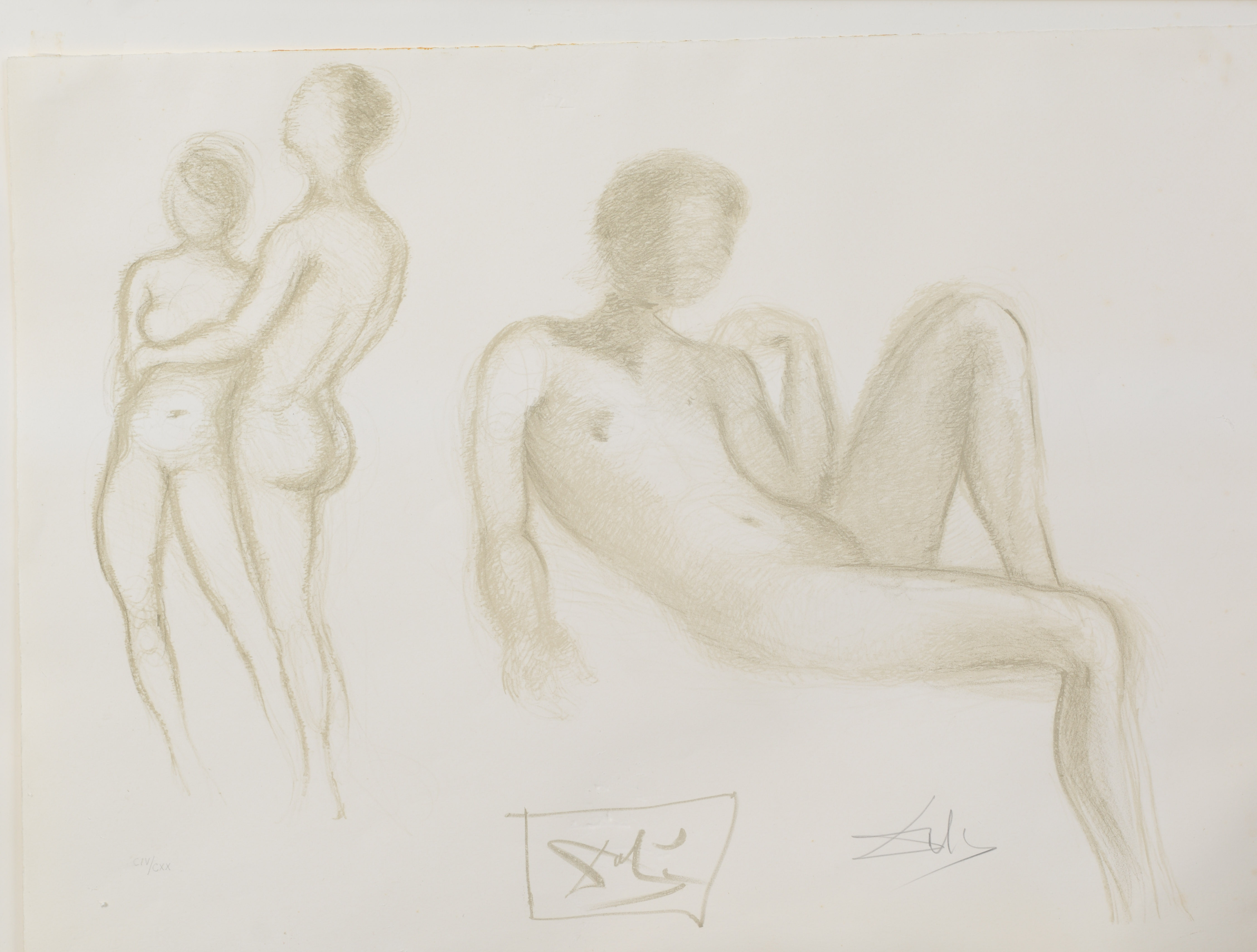SALVADOR DALÍ. "Couple Nus", ur Nudes, litografi, signerad, numrerad CIV/CXX, 1970.