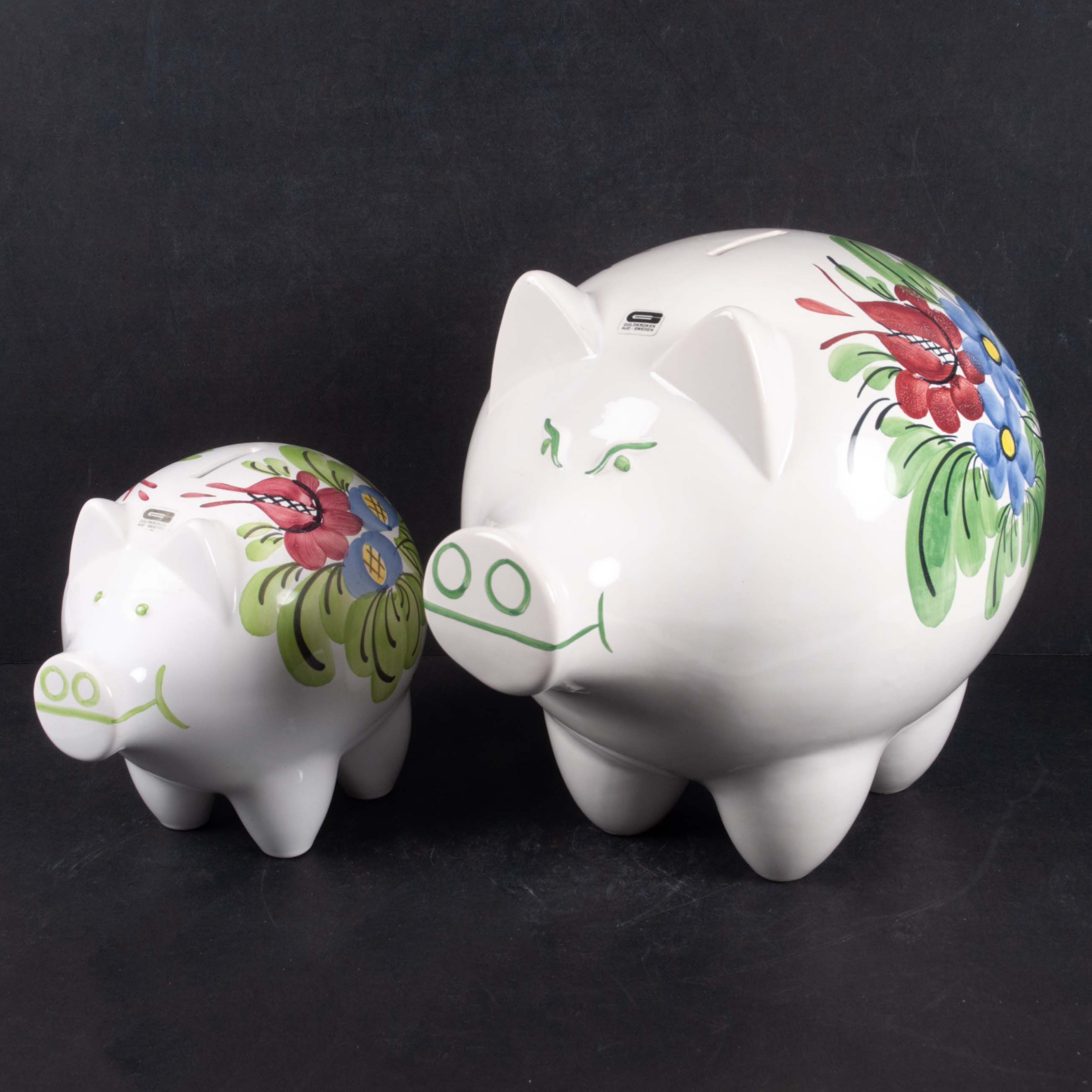 SPARGRIS, 2 st, keramik, Guldkroken, 1900-tal.