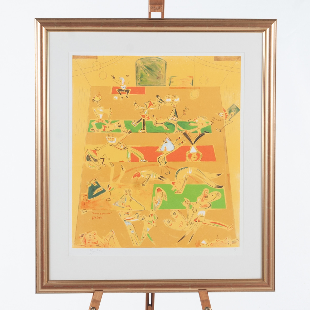 OIDENTIFIERAD KONSTNÄR. Färglitografi "SVANTES G.GYM CIRKUS" signewrad samt numrerad 28/30.