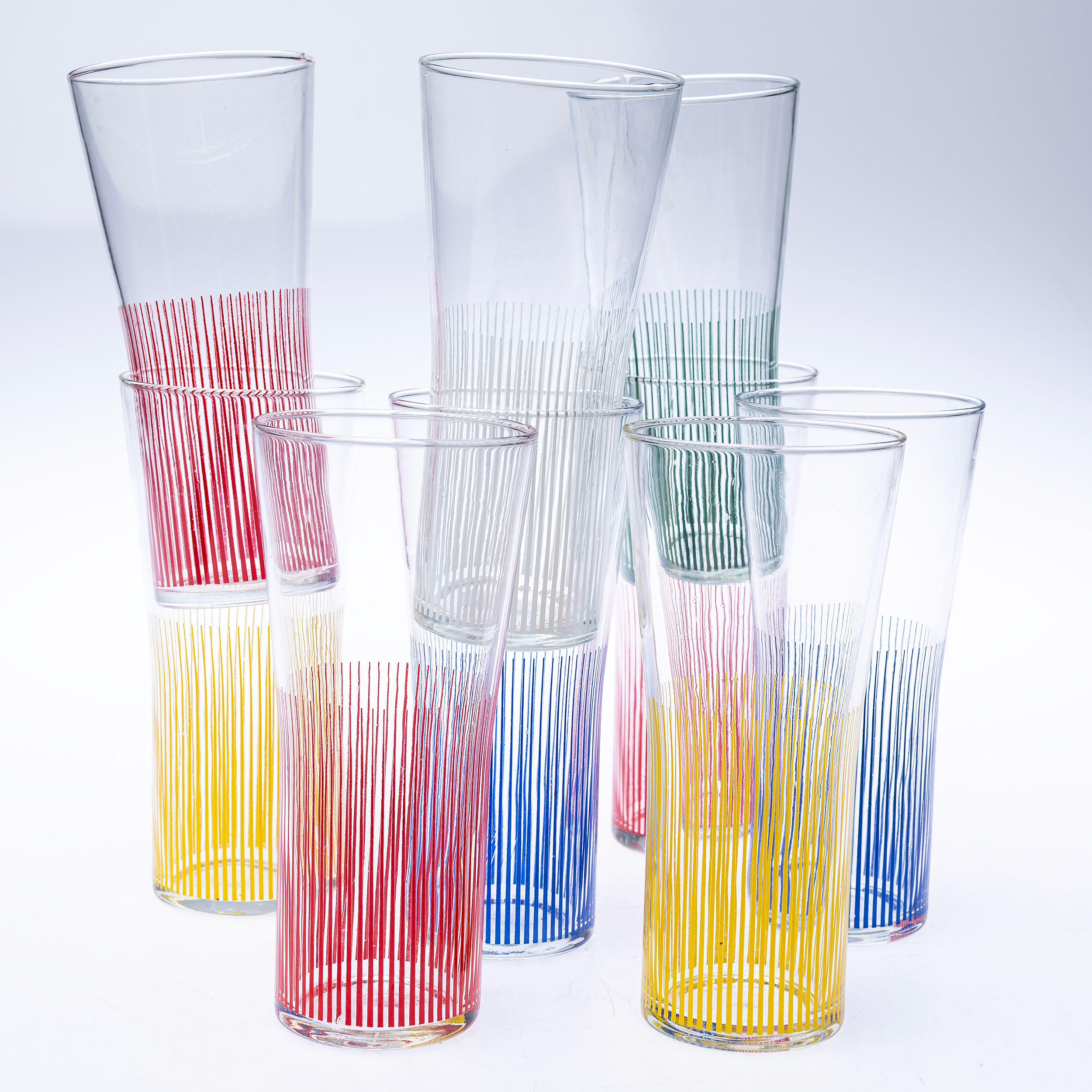 BENGT ORUP. GLAS, 9 st. "Stripe", Johansfors.