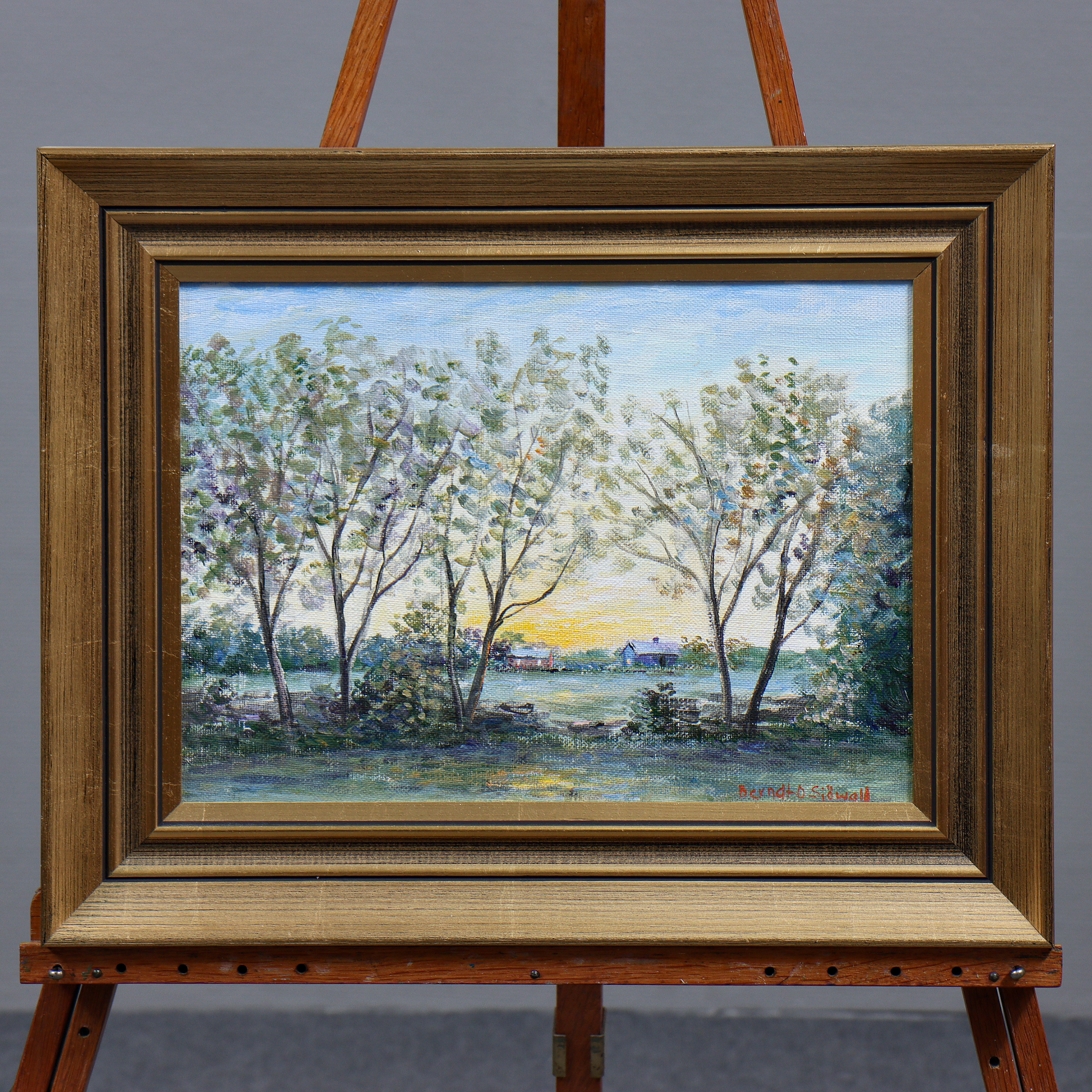 BERNDT OLOF SJÖWALL "SOLNEDGÅNG ARONTORP, ÖLAND" OLJA PÅ DUK, SIGNERAD.