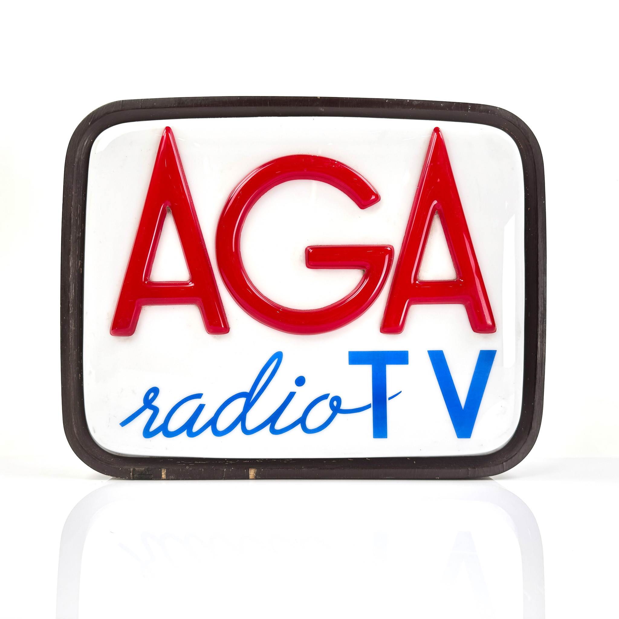 AGA - Radio TV, ljusskylt, Nässil & Co Skyltfabrik, Stockholm, 1950/60-tal.