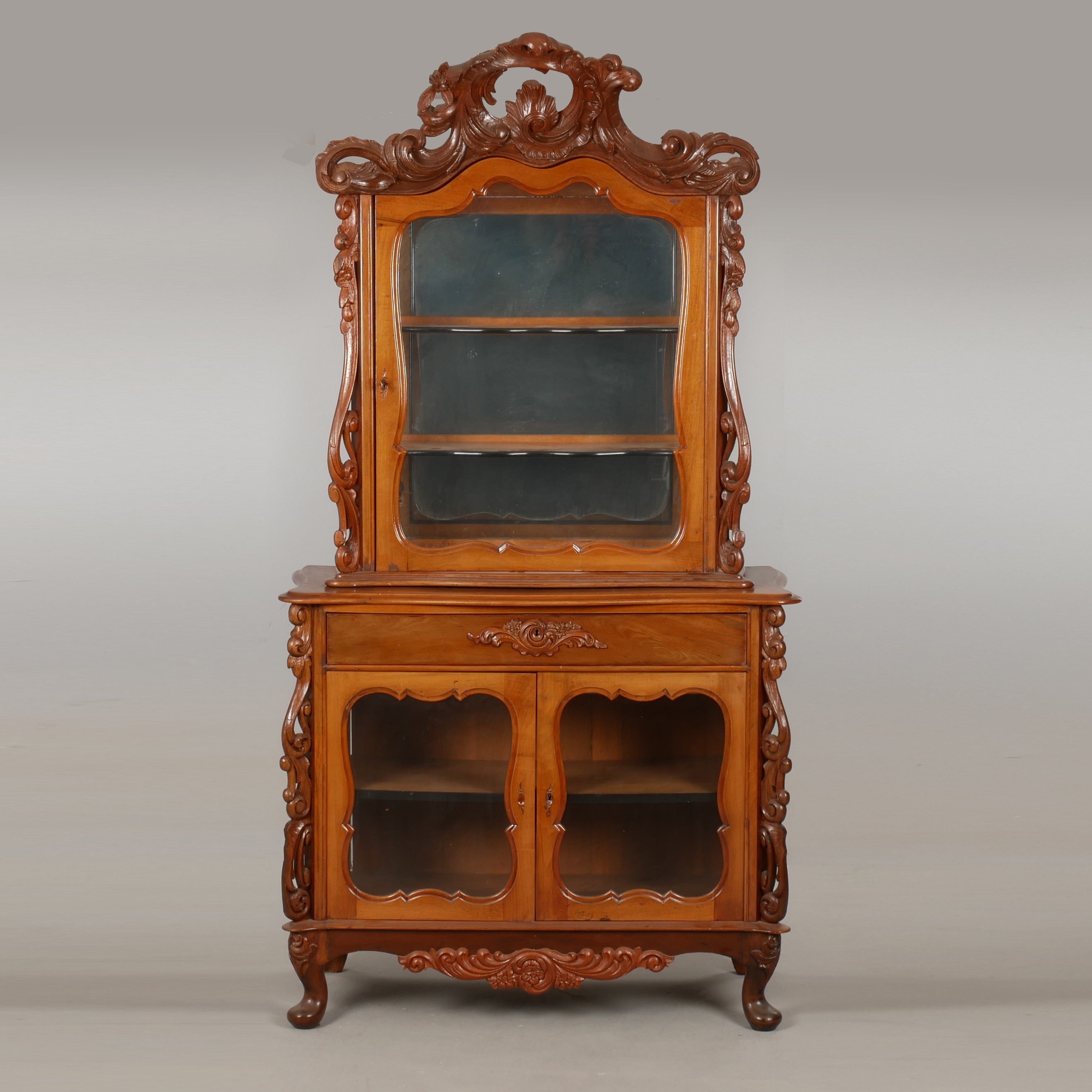 VITRINSKÅP, 2-delat, nyrokoko, 1800-talets slut.