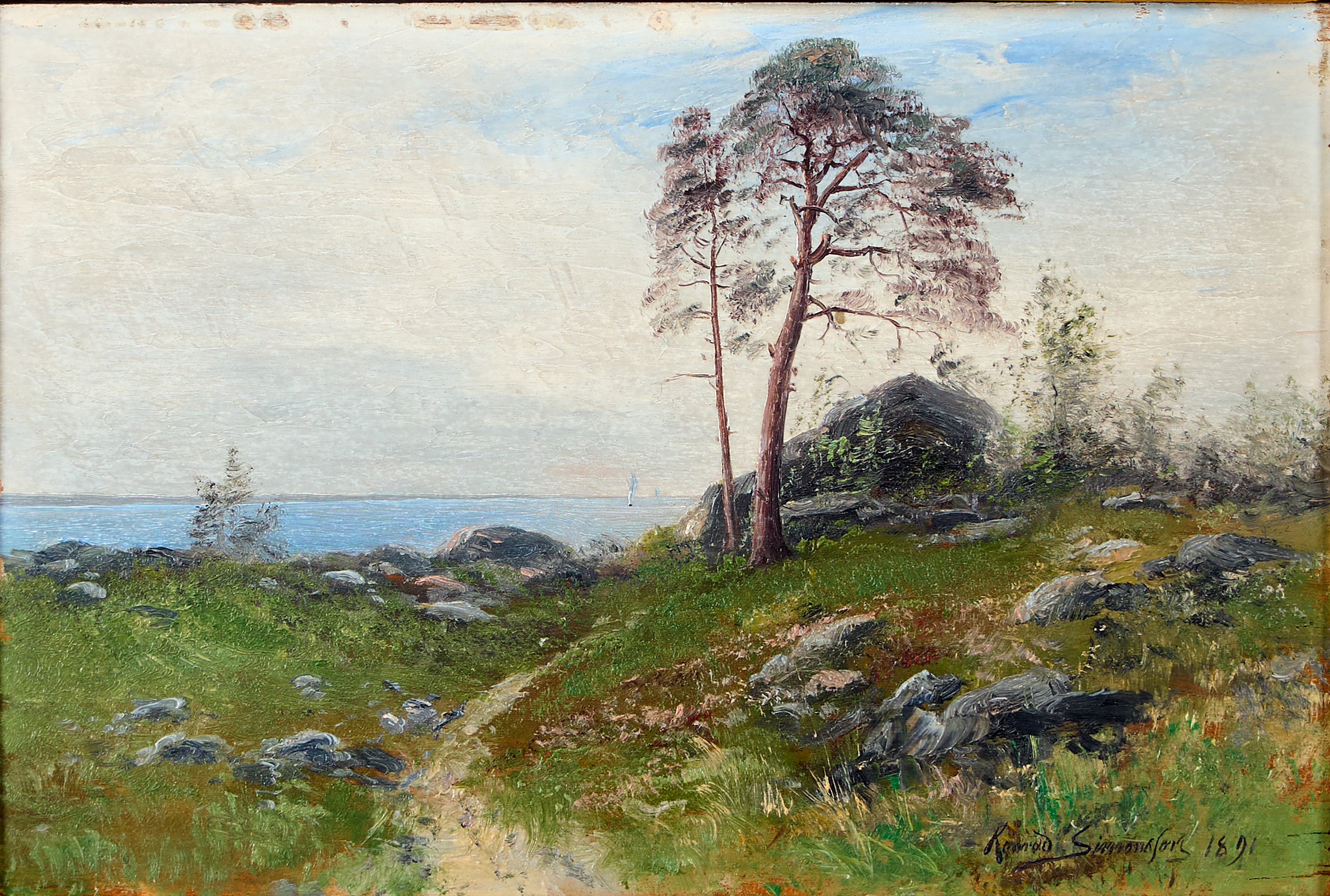 KONRAD SIMONSSON (1843-1911). Landskap med vattendrag.