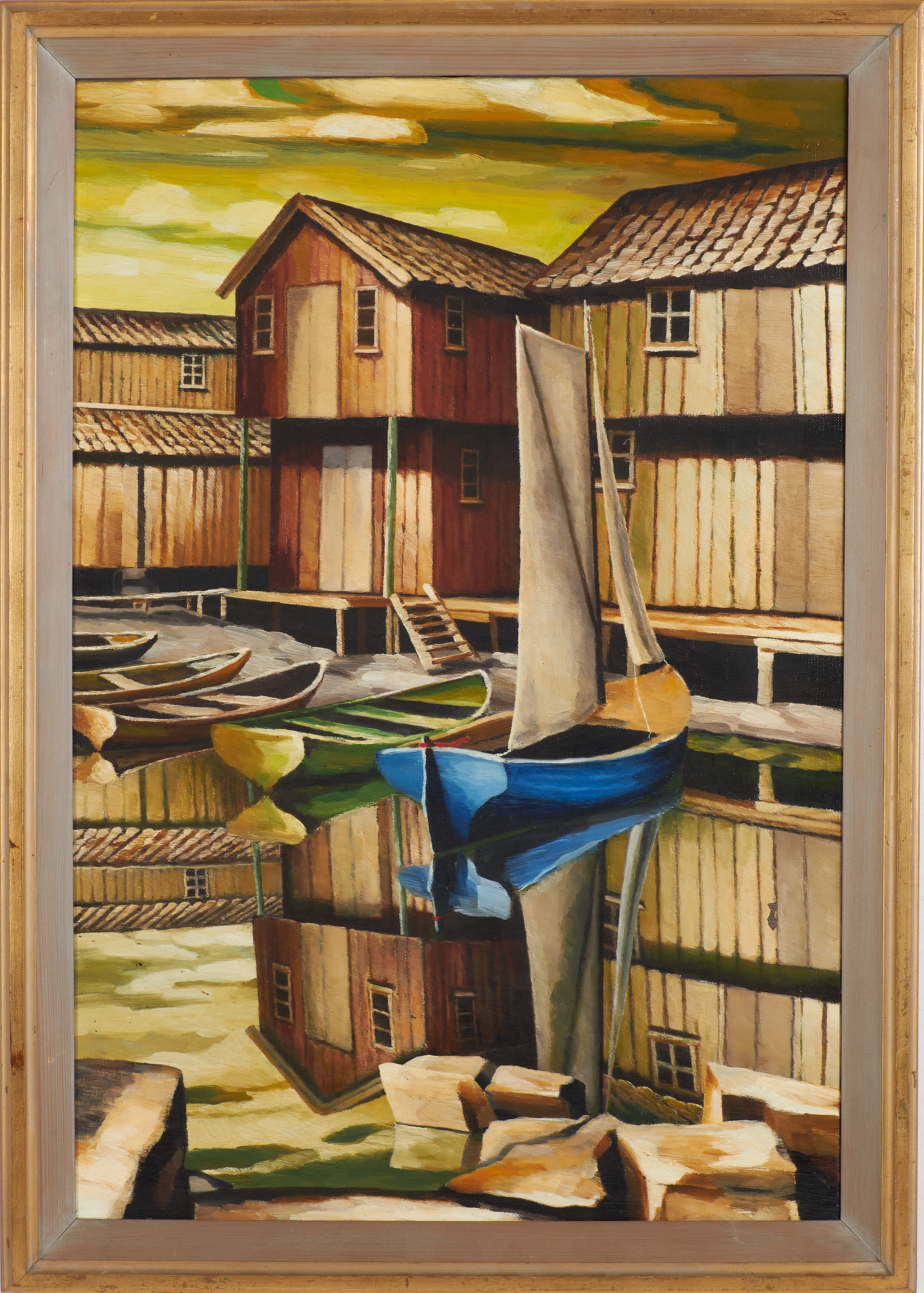 GUNNAR LÖBERG. vattenspegling, olja på duk, signerad samt daterad 1931.