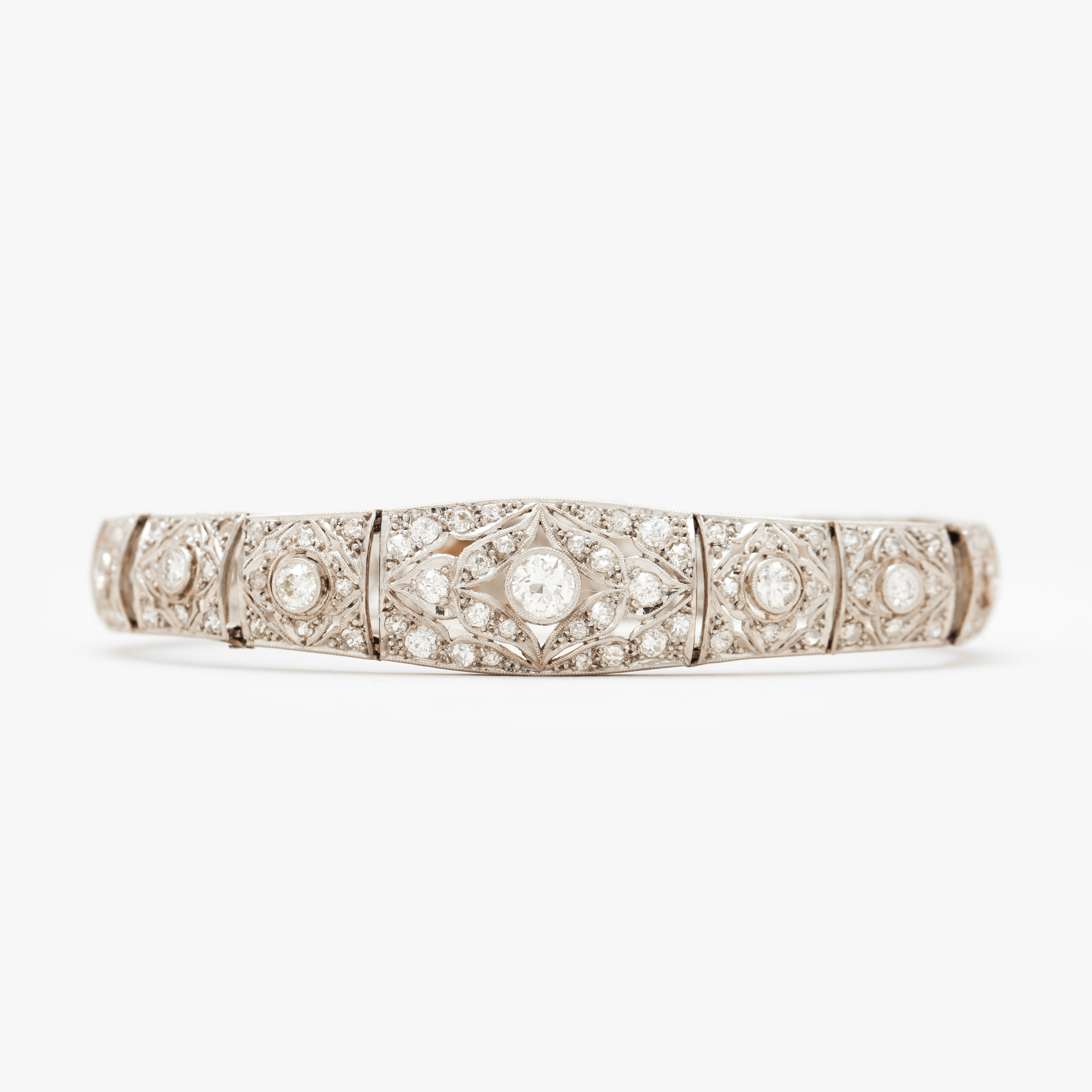 ARMLÄNK, Art Deco, 18k vitguld, gammalslipade diamanter, tidigt 1900-tal.