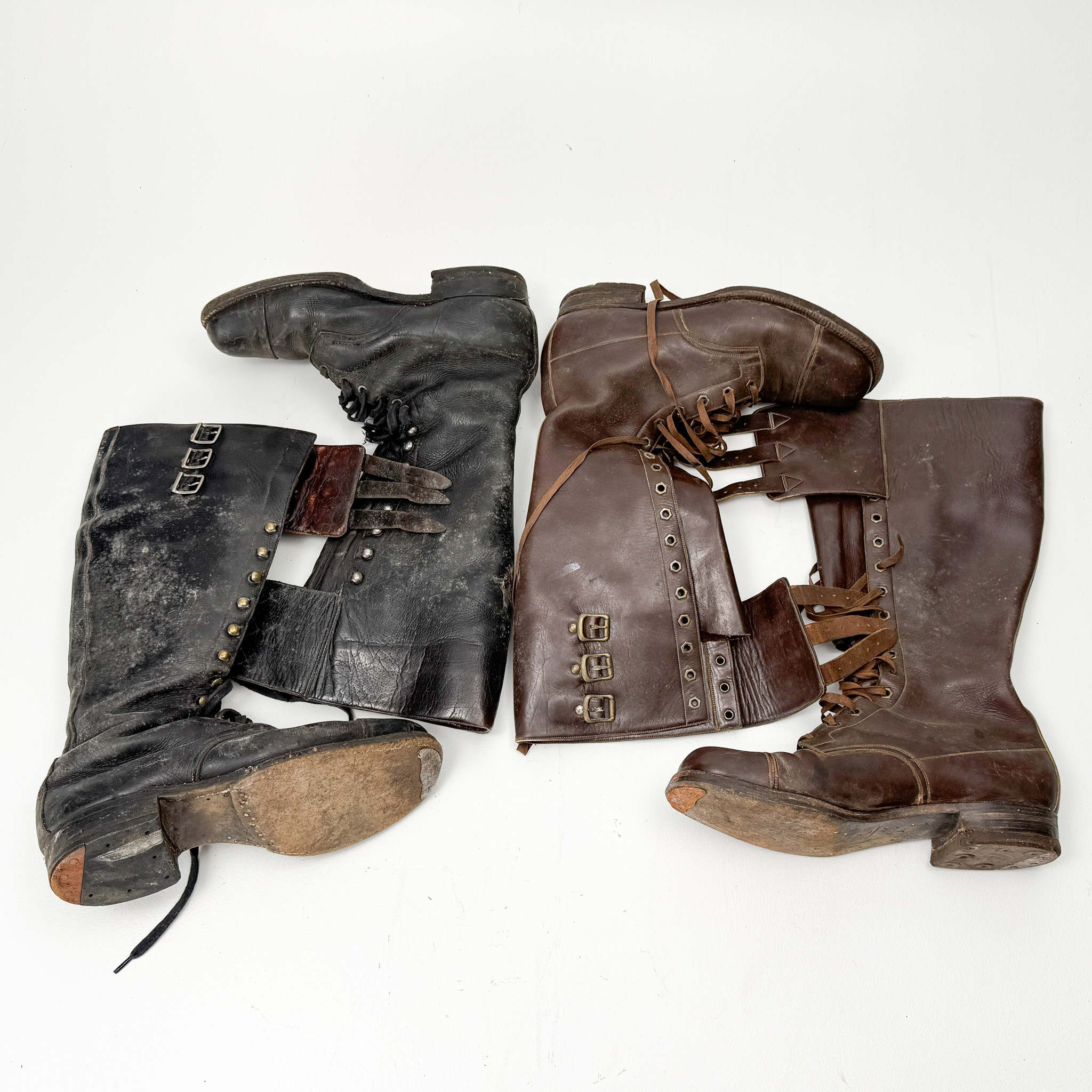 MOTORSTÖVLAR, två par, 1920/30-tal.