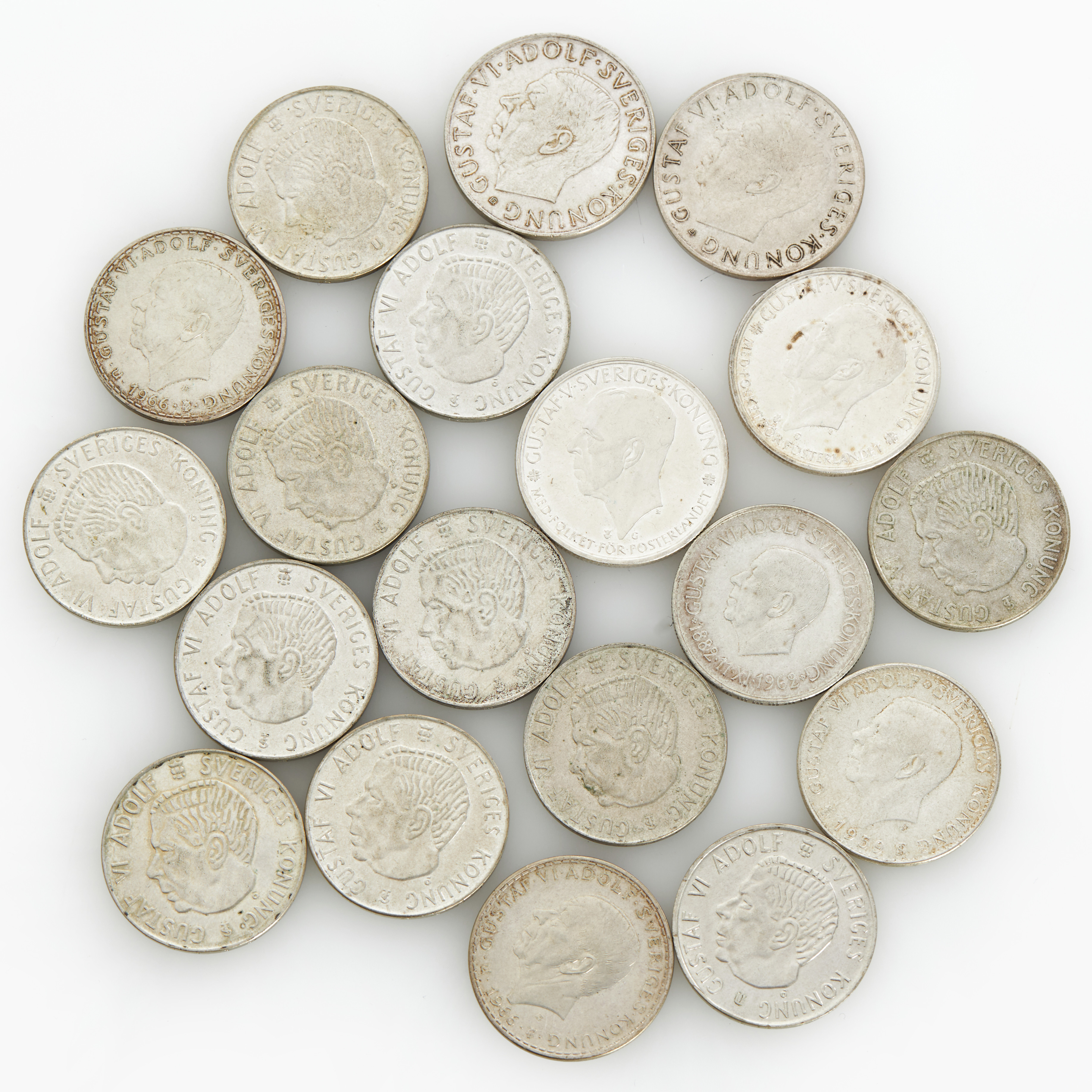 SILVERMYNT, 19 fem-kronor mellan 1935-1971 varav 2 st 1935, 2 st 1952.