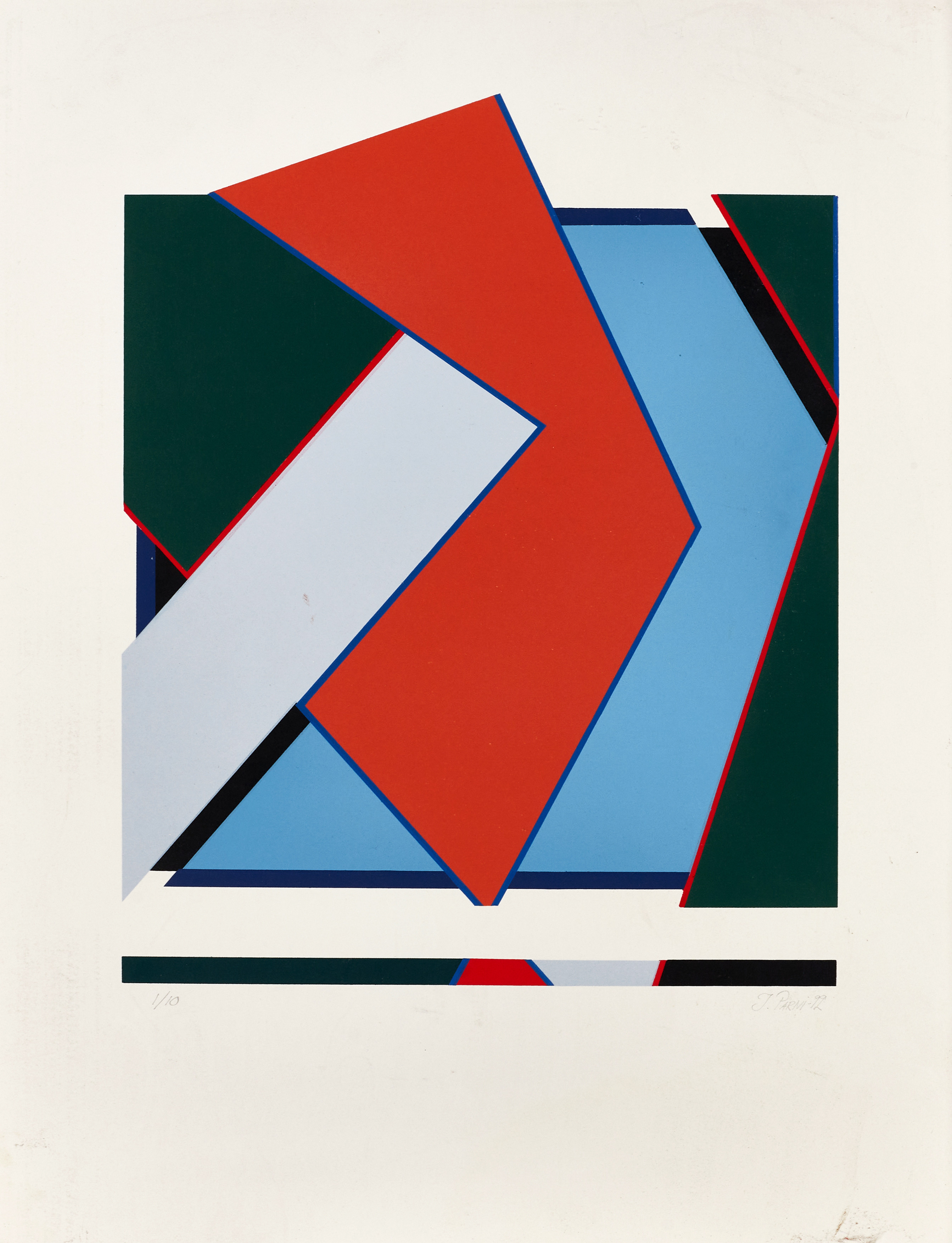 ILKKA PÄRNI (FÖDD 1959). Geometrisk komposition, signerad och daterad I. Pärni- 92, numrerad 1/10, färglitografi.