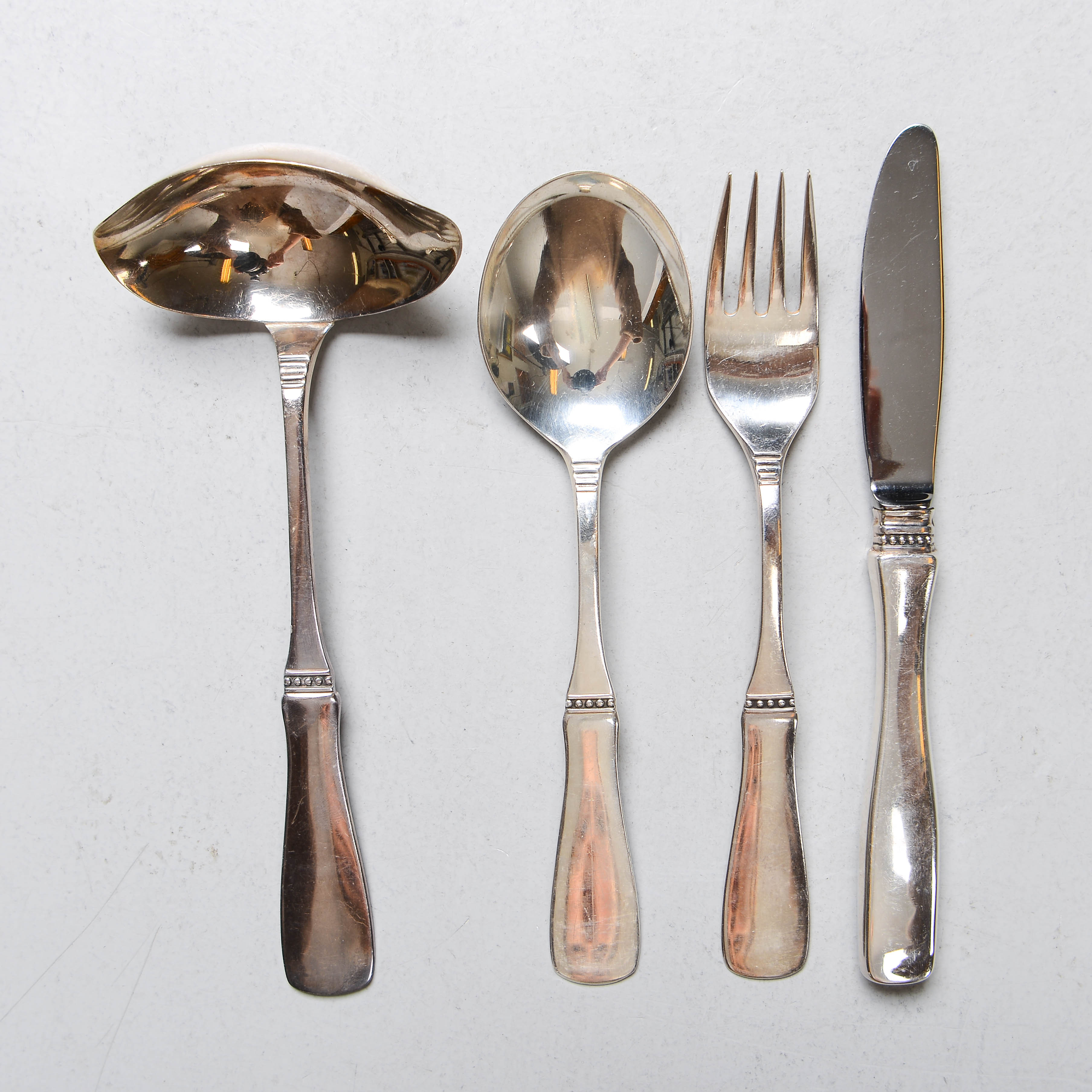 ERIC LÖFMAN. Bestick för 4 personer, "Uppsala", silver, olika tillverkare (13 delar).