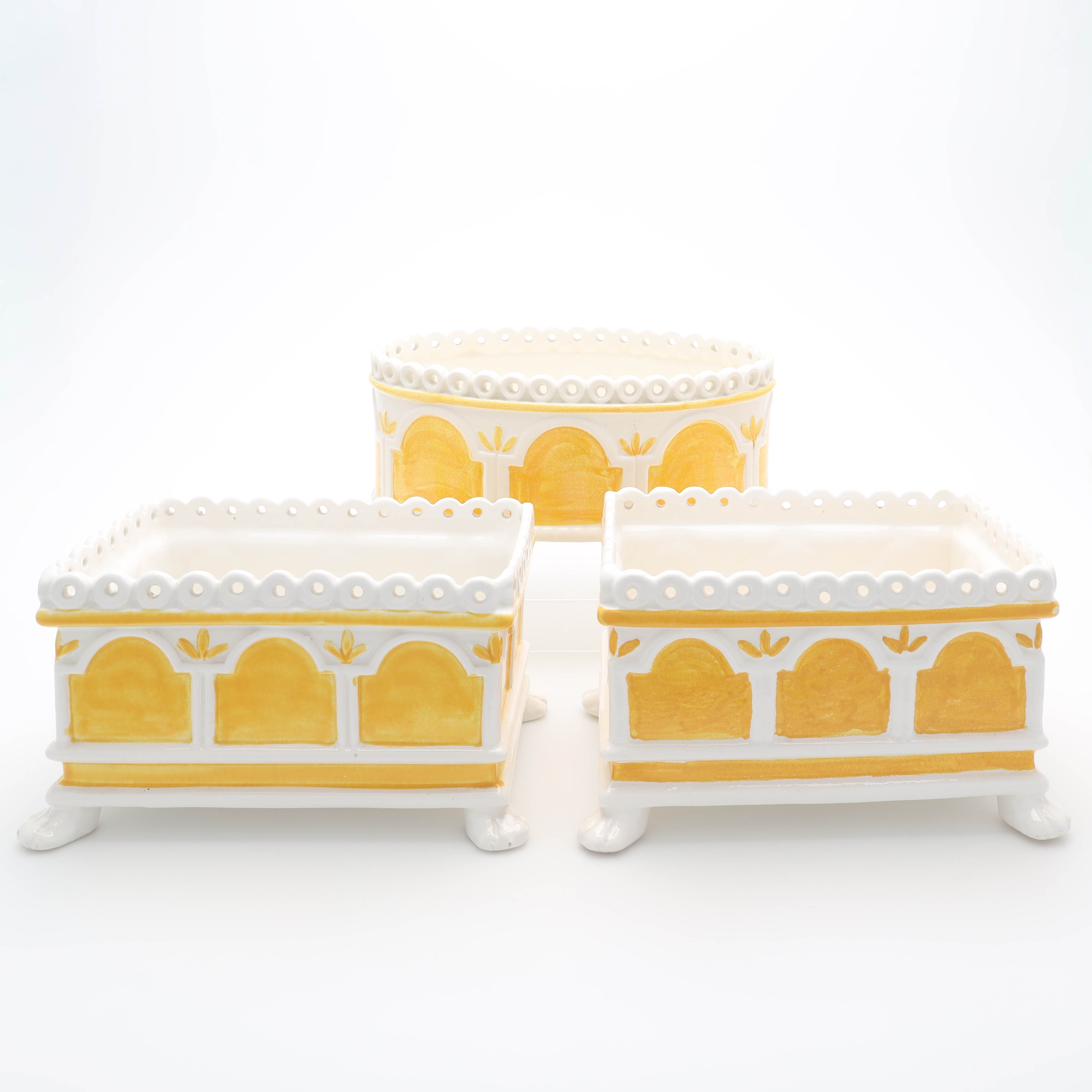 YTTERFODER, 3 st, glaserad keramik, Bellini, 1900-tal, Italien.