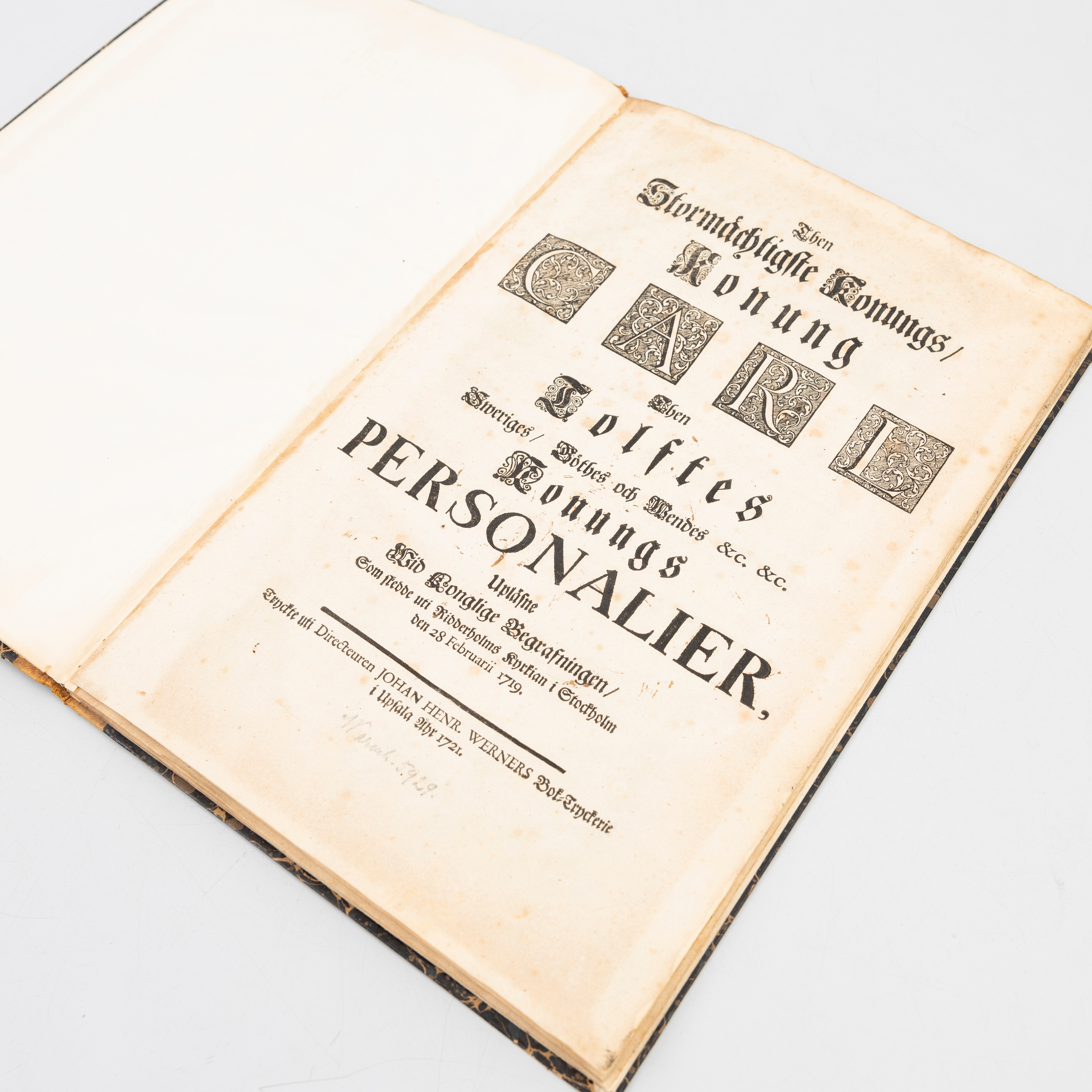 JOHAN ROSENADLER. Griftetal över Karl XII vid begravningen 1719, Upsala 1721.