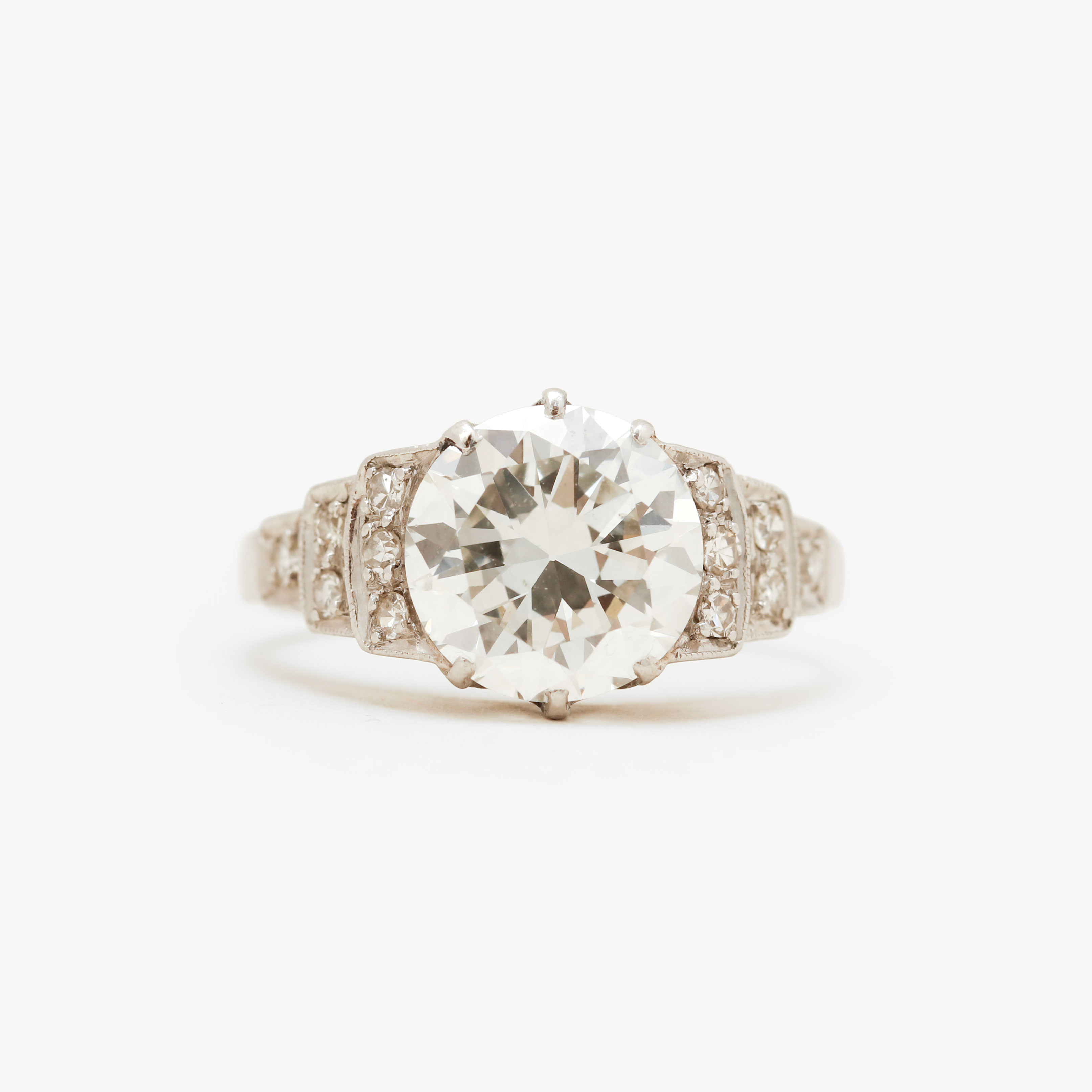 RING, art deco, 18k vitguld, gammalslipad diamant ca 2,50ct, tidigt 1900-tal.