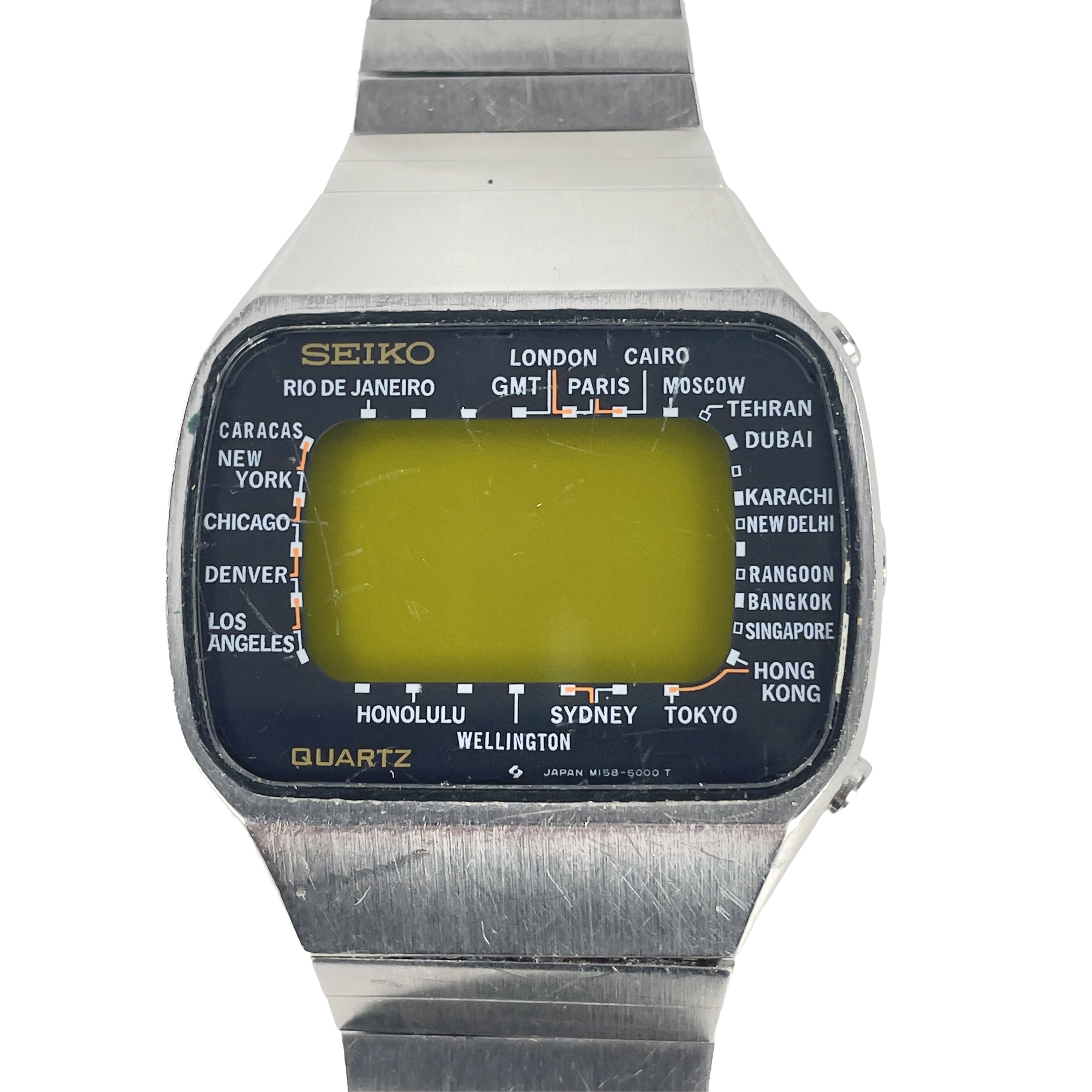 ARMBANDSUR. Seiko "Pan Am" M158-5000, digital, quartz, Japan, 1970-tal.