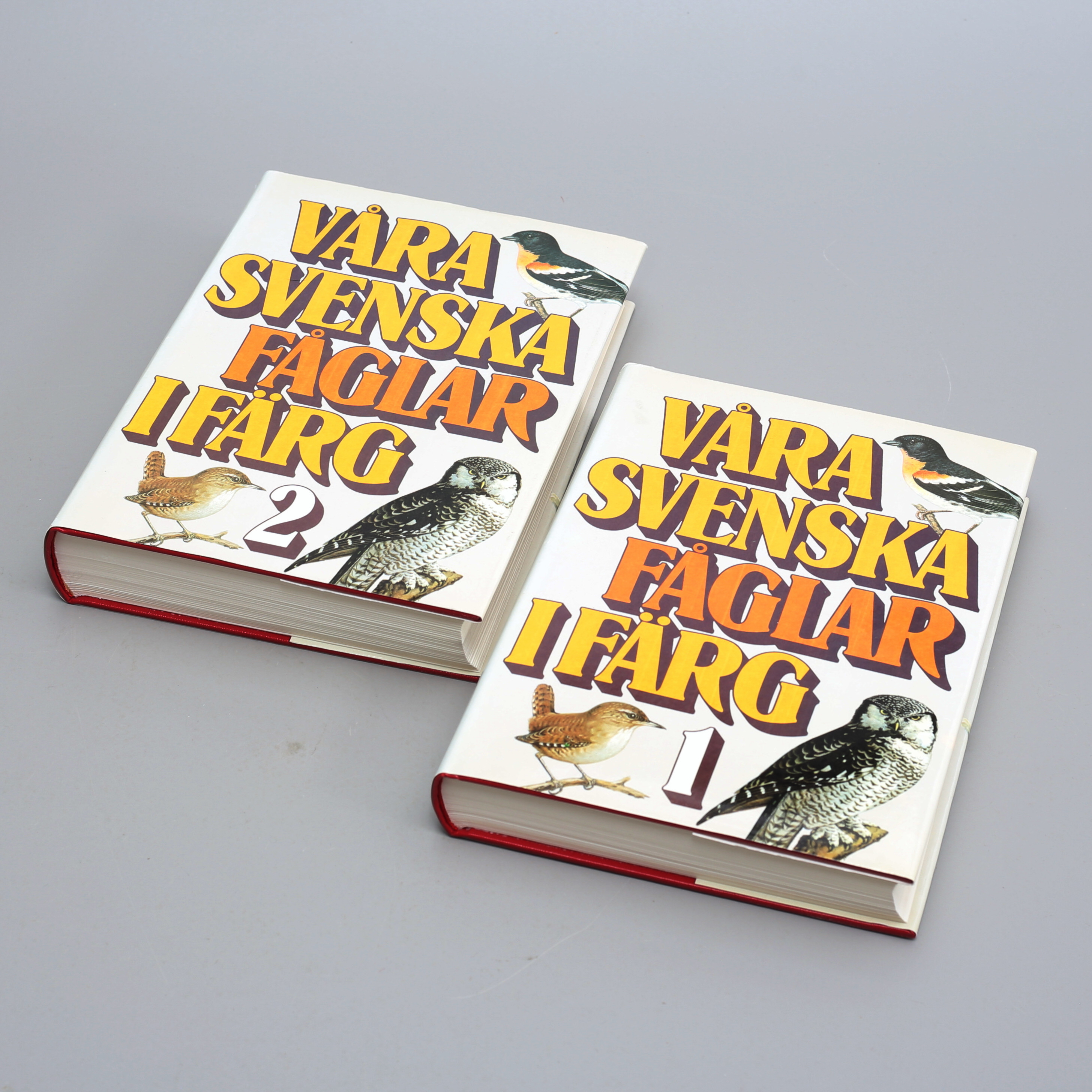 VÅRA SVENSKA FÅGLAR I FÄRG, 2-band, Docent Gustaf Rudebeck, tryckt 1984.