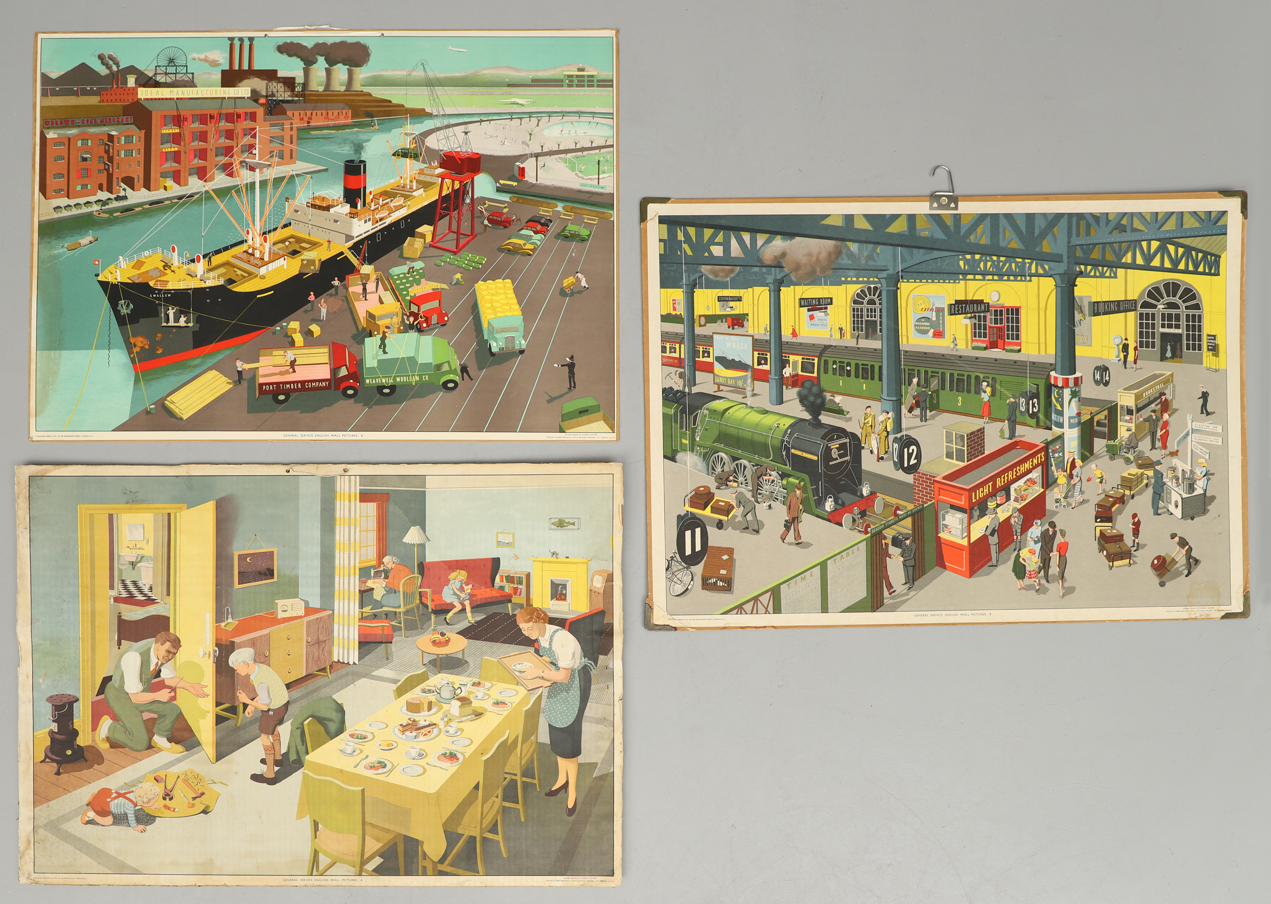 PLANSCHER, 3 st, General Service English Wall Pictures.