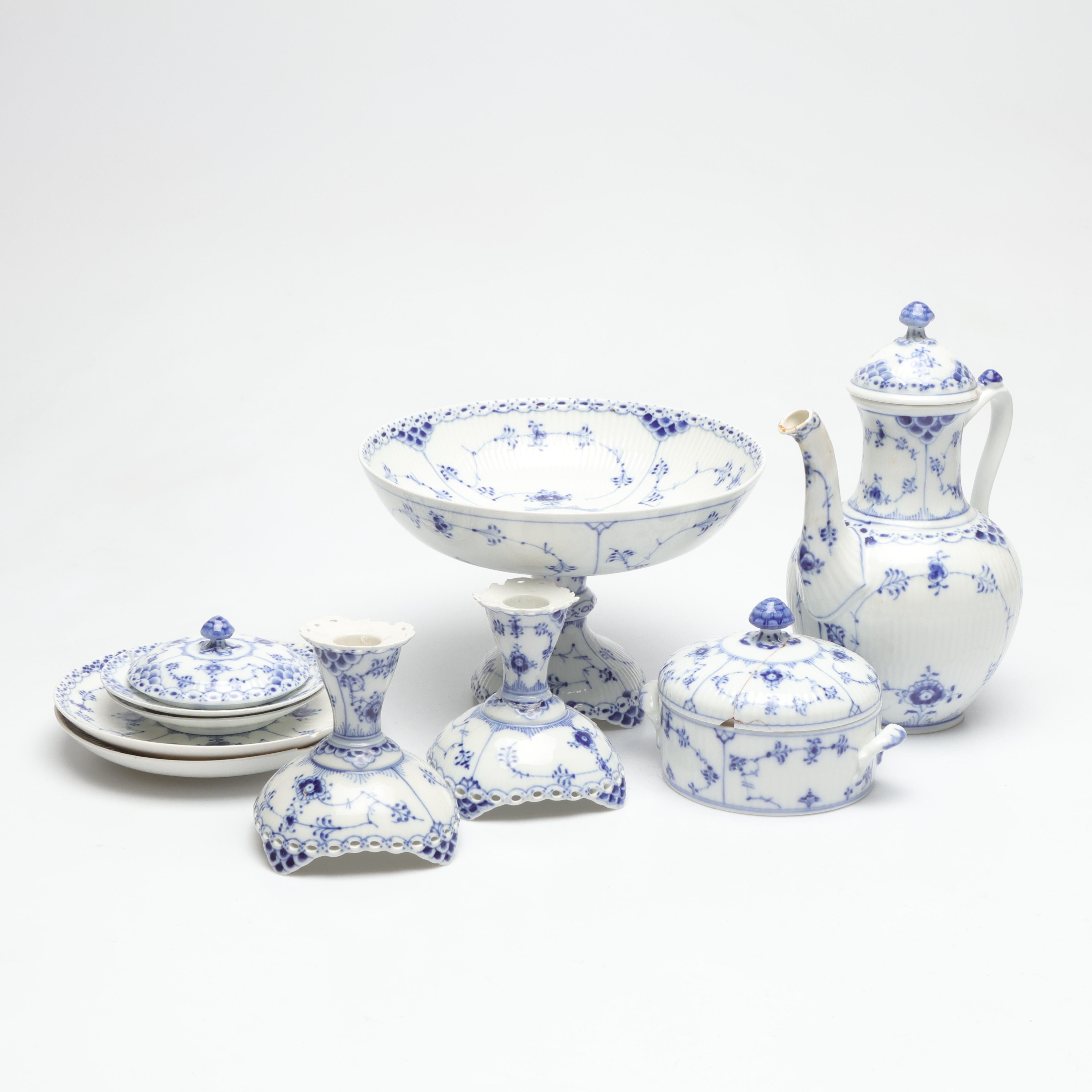 SERVISDELAR, 8 delar, porslin, Musselmalet, Royal Copenhagen.