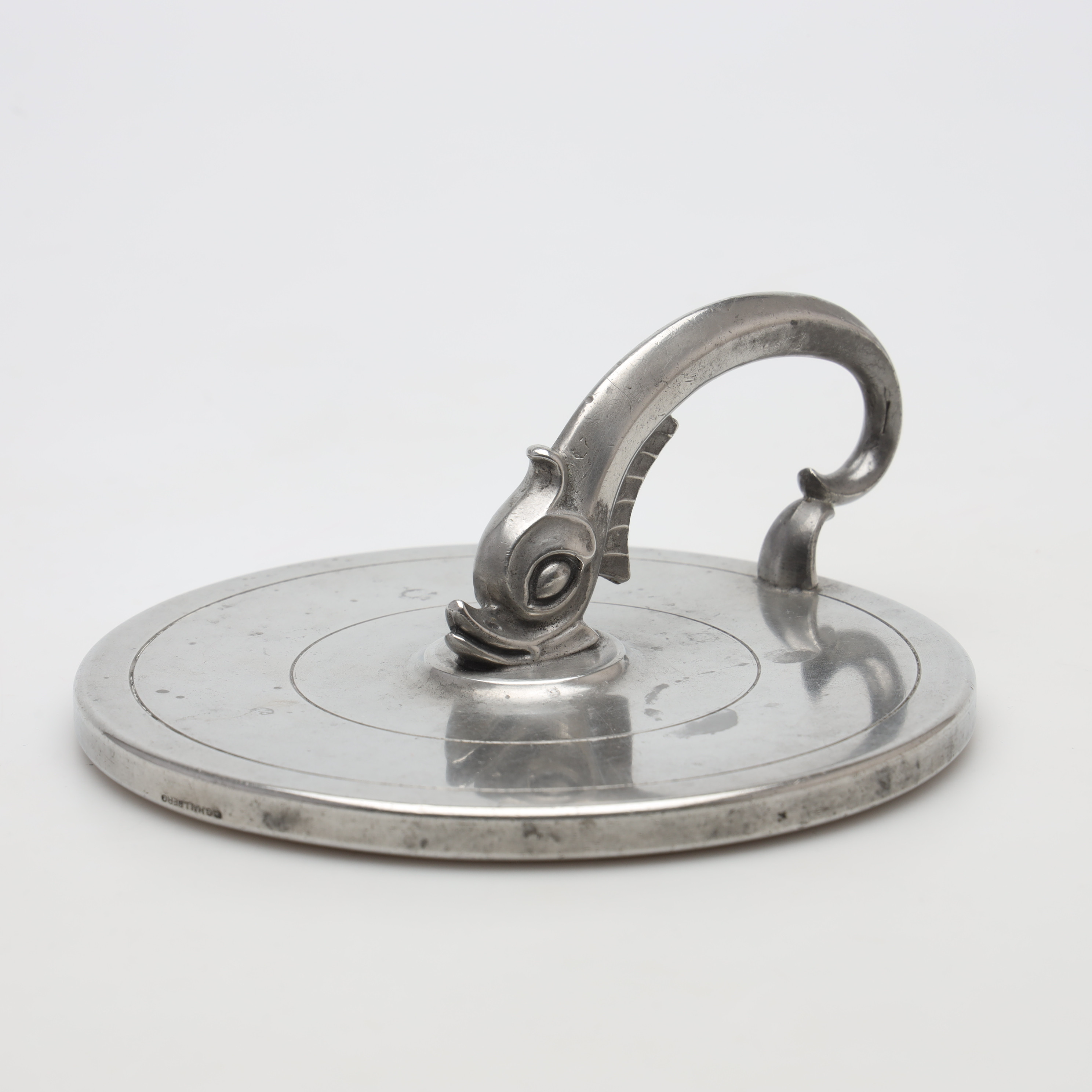 HANDSPEGEL, tenn, art-deco, C.G. Hallberg.