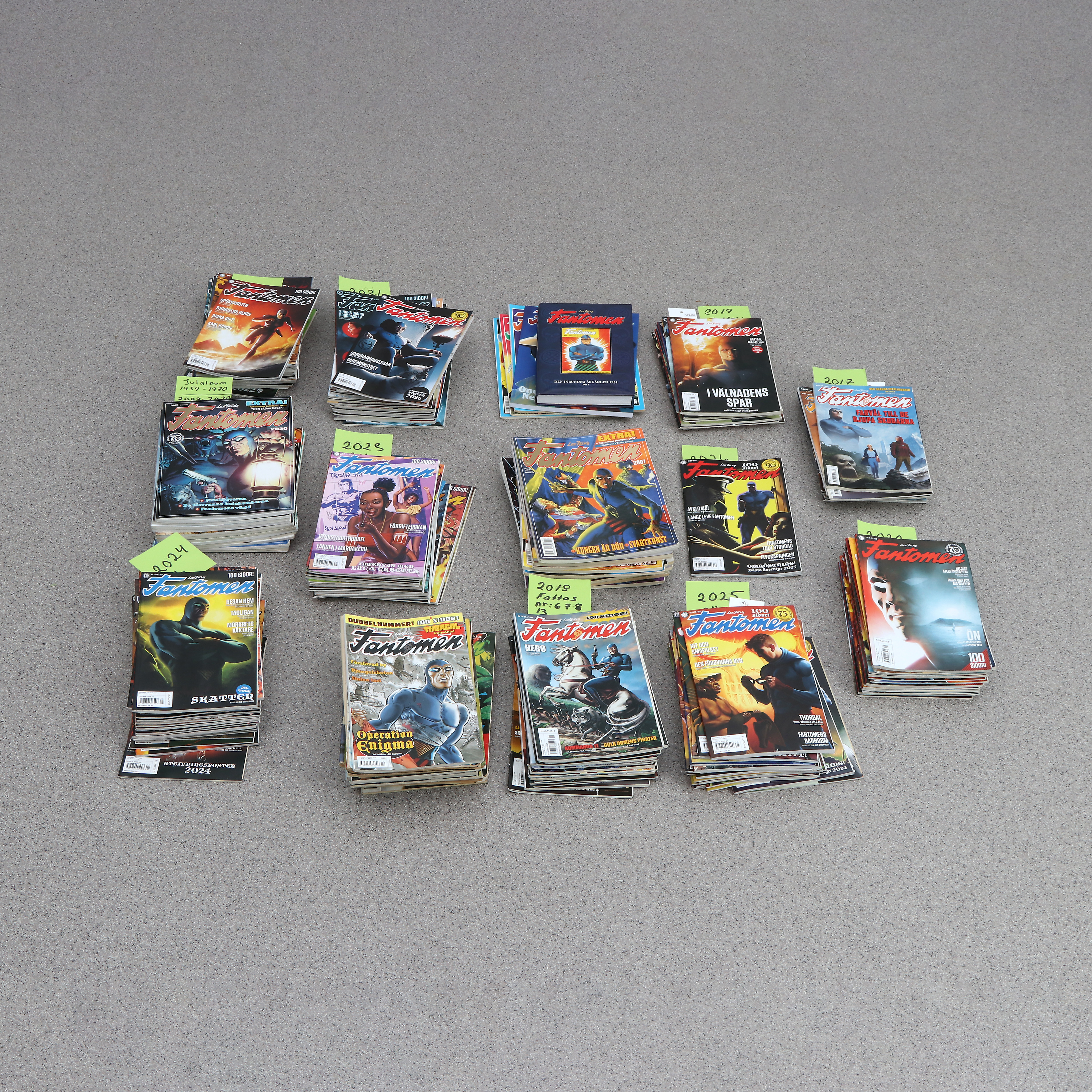 FANTOMEN, SAMLING SERIETIDNINGAR. Mestadels 2000-tal, varav 15 st julalbum.