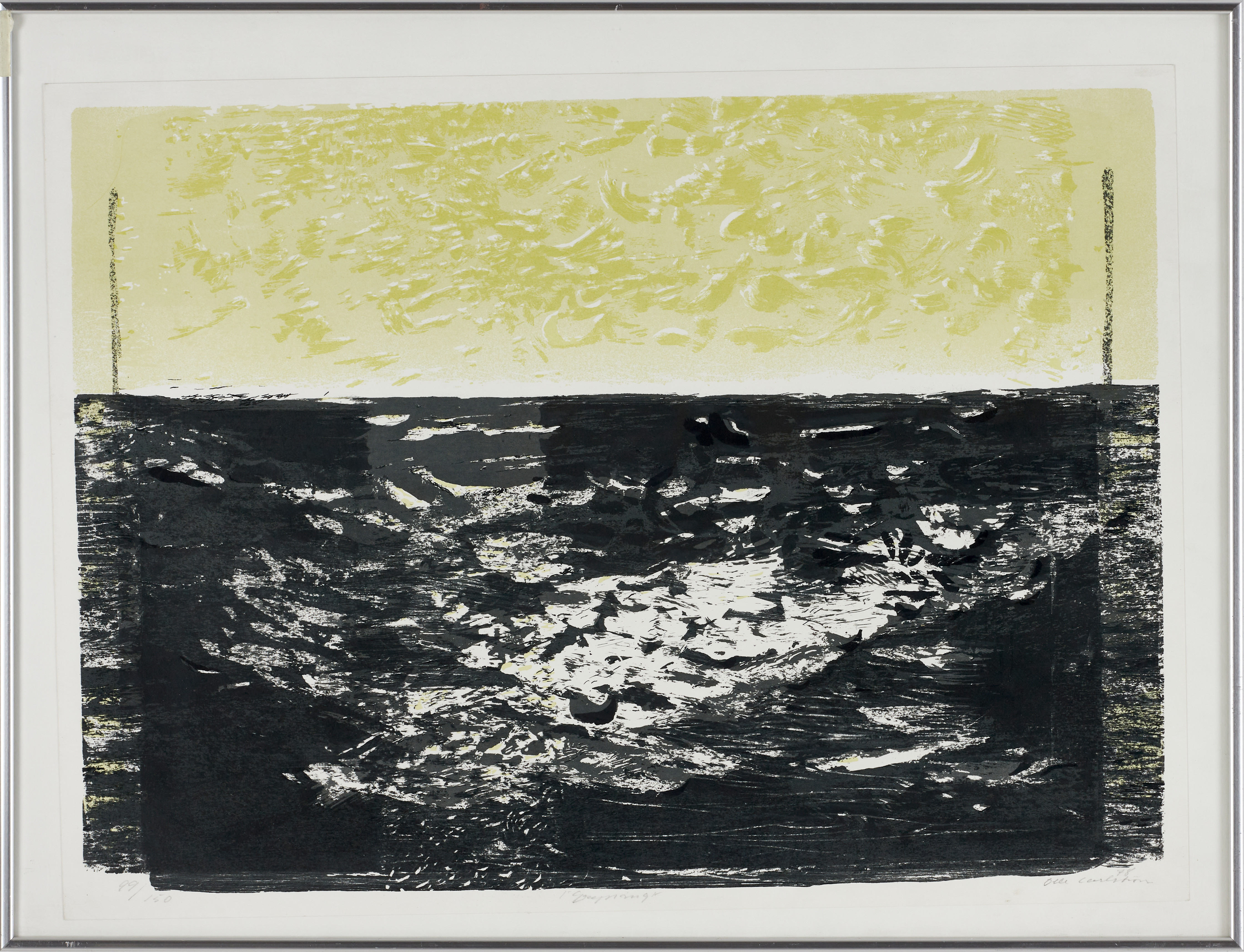 OLLE CARLSTRÖM (1920-2006). "Gryning" signerad och daterad 78, numrerad 99/150, färglitografi.