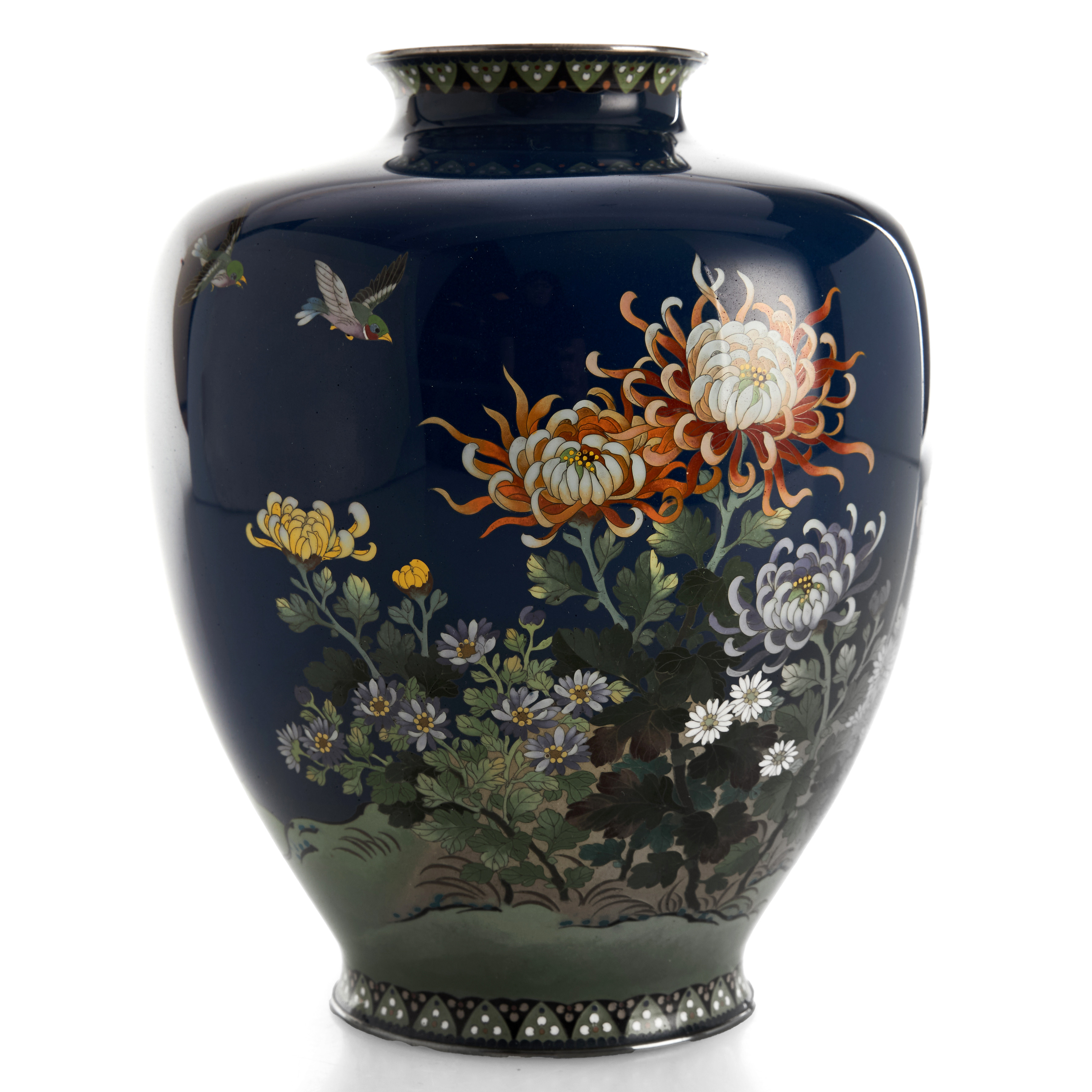 VAS, cloisonné, Japan, koppar, silvertrådar och emalj, Meiji (1868-1912).