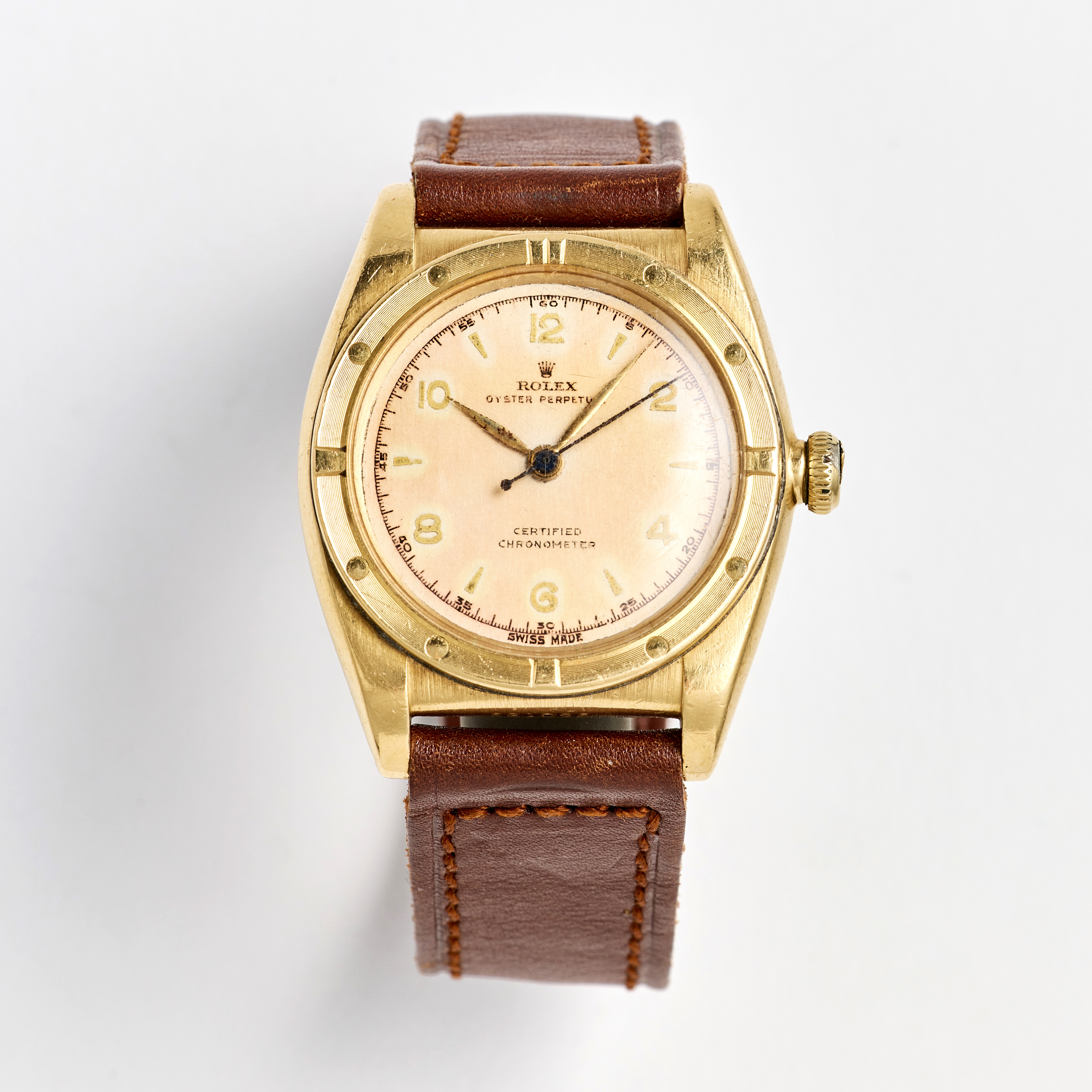 ROLEX, Oyster Perpetual Chronometer ”Bubble back”, armbandsur, 32 mm, 18K guld, ca 1946.