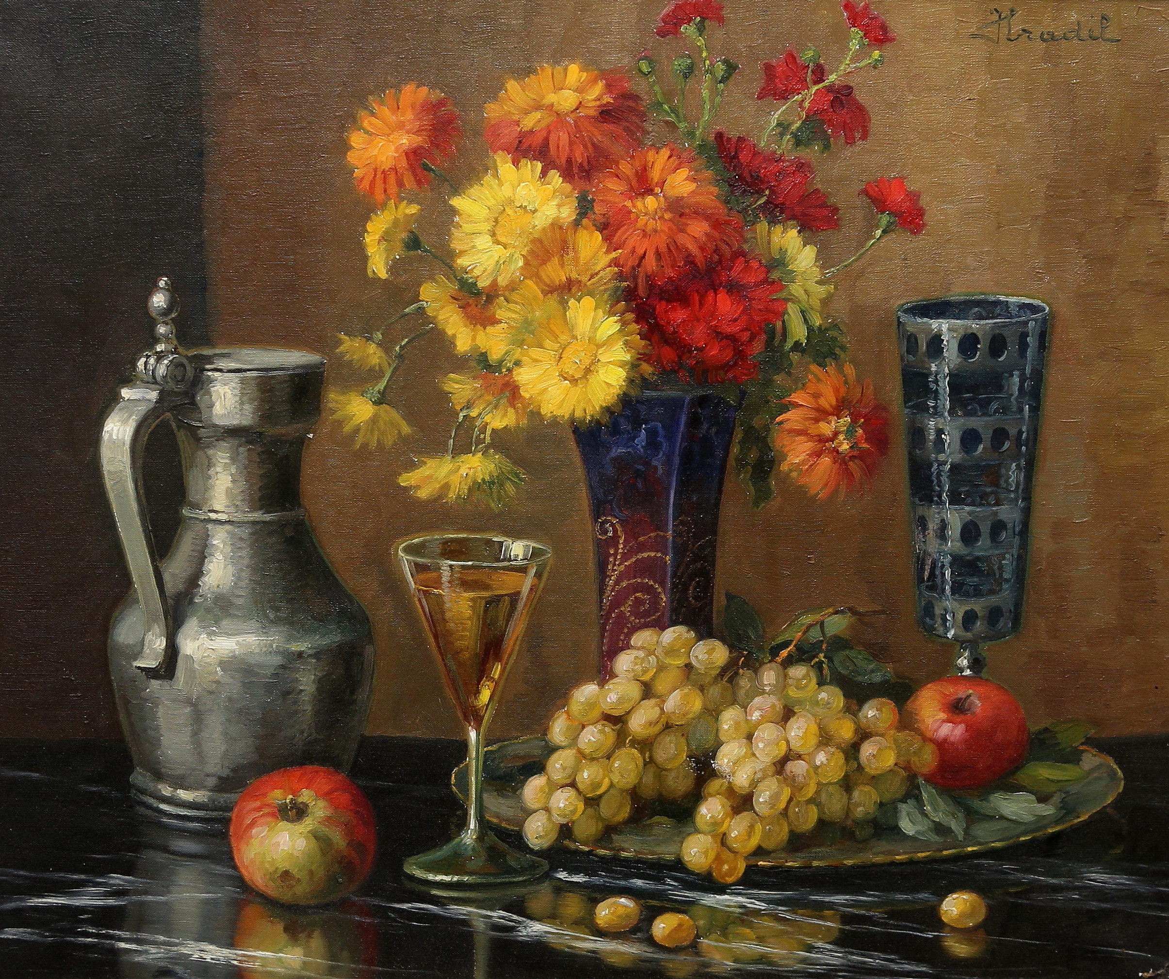 BELA HRADIL. olja på duk, signerad.