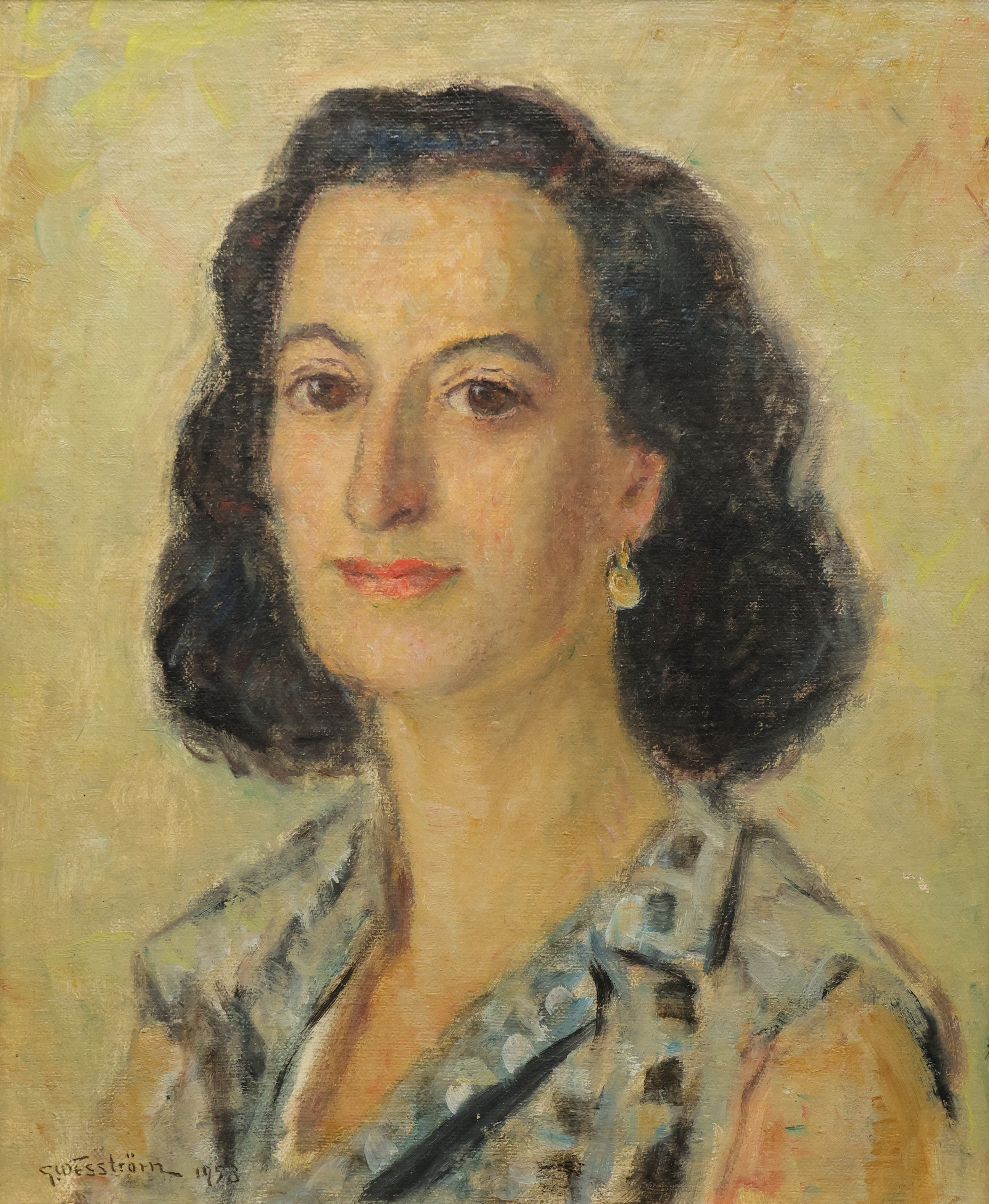 GÖSTA WESSTRÖM. Signora Tosea Ganamnossi via Monteceeri", porträtt, olja på duk, signerad och daterad 1958.