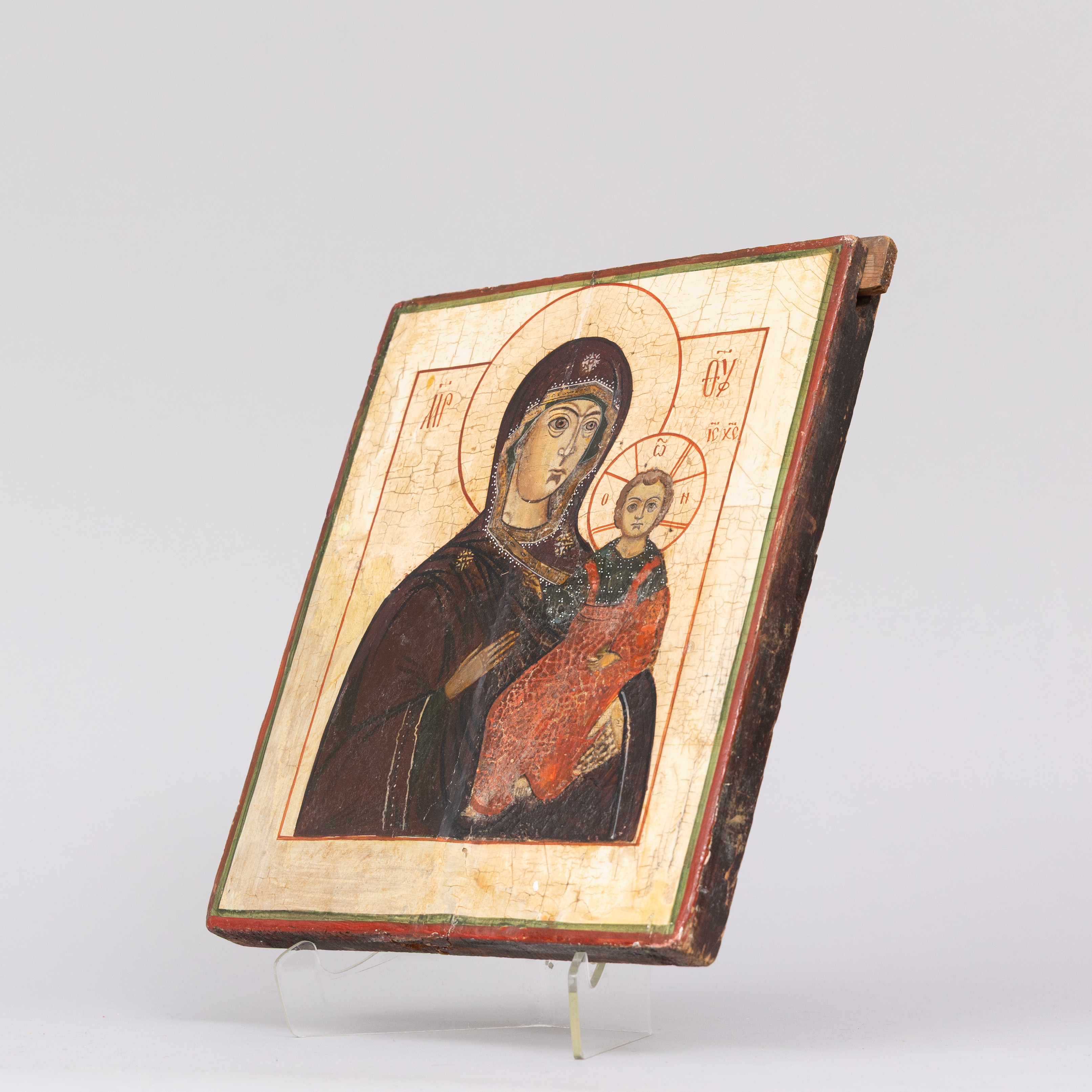 IKON, tempera på träpannå, sent 1700-tal, Ryssland.