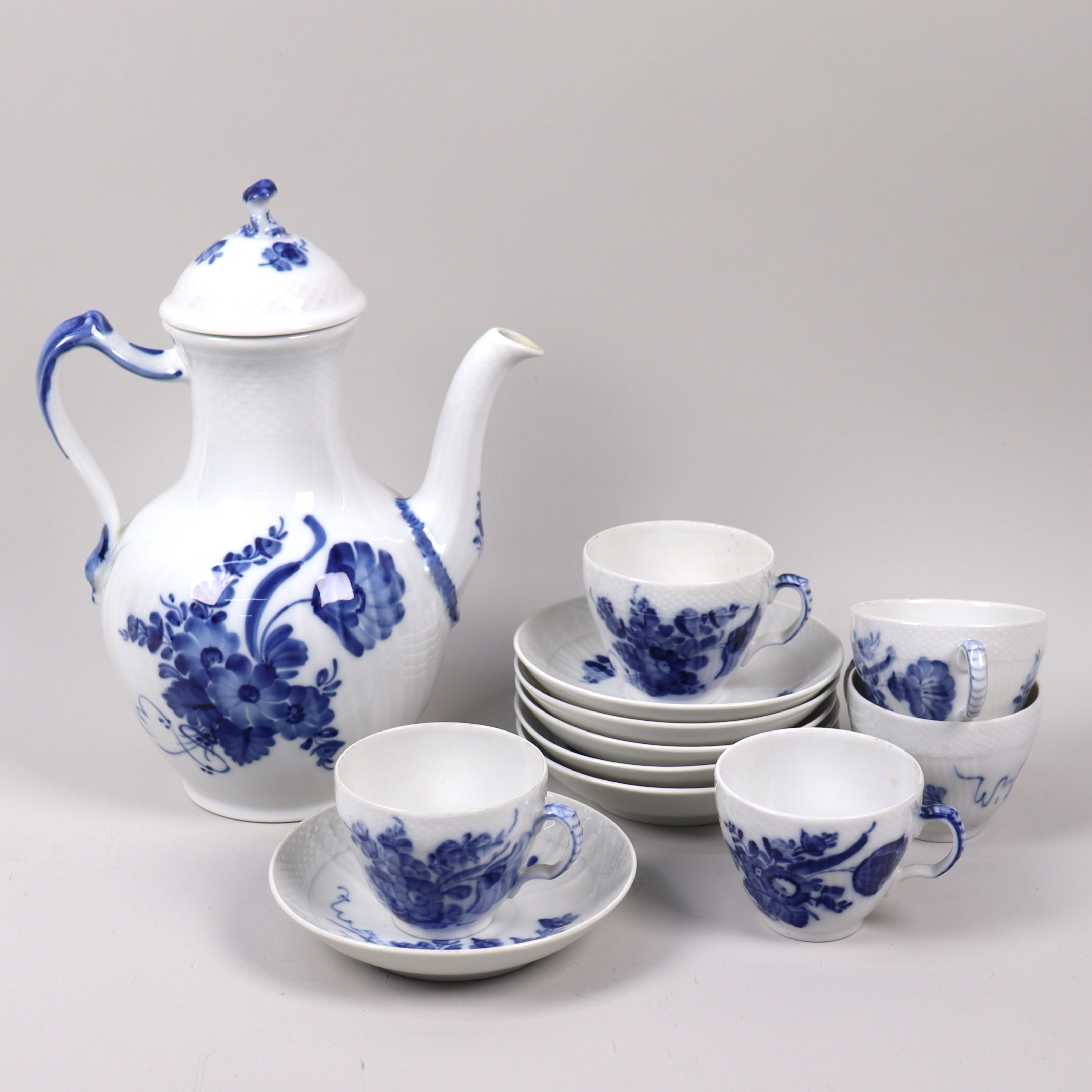 KAFFESERVIS, "Blå Blomster", Royal Copenhagen, Danmark, 12 delar.