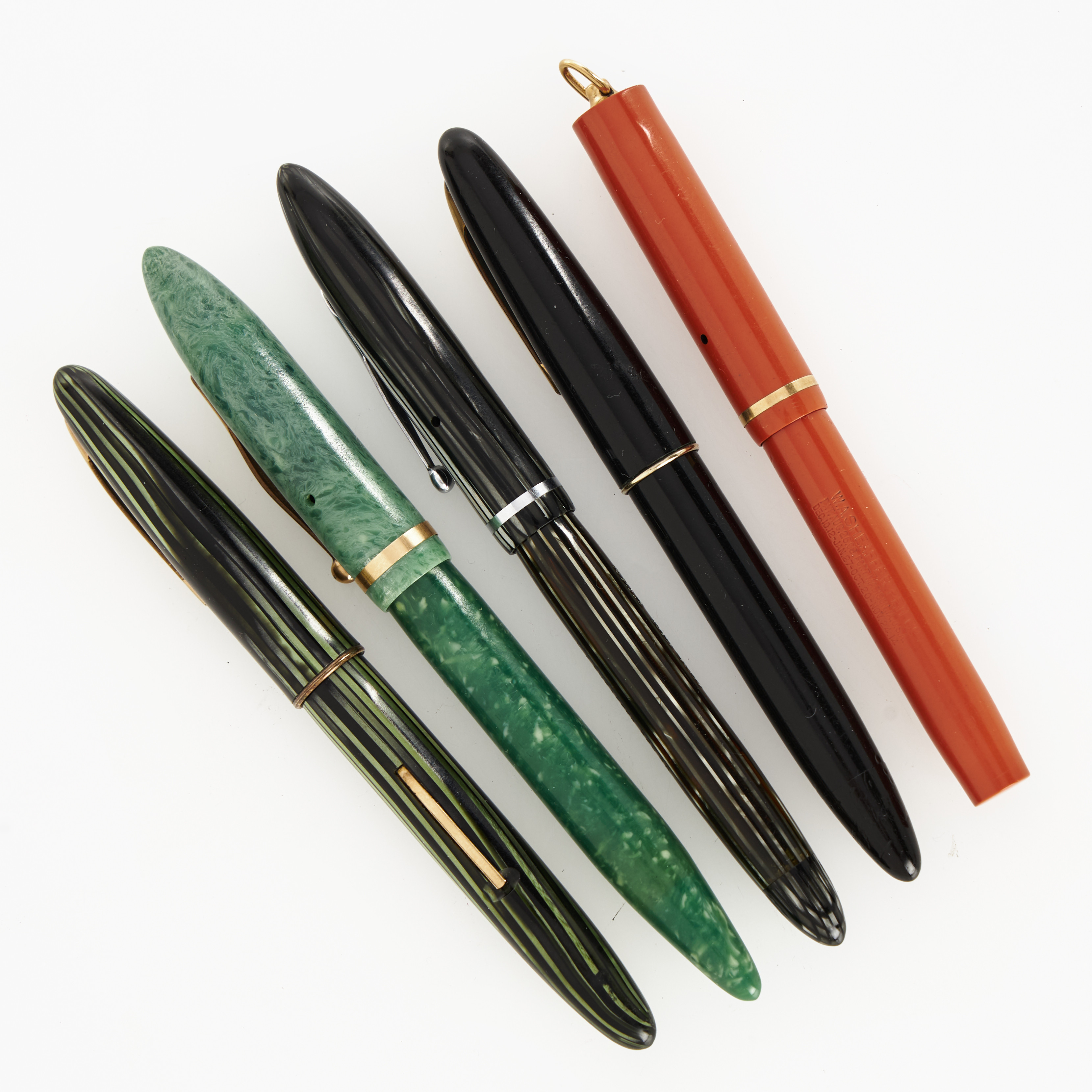 SHEAFFERS, reservoarpennor, 5 st, en med 14K guldstift, varierande ålder.