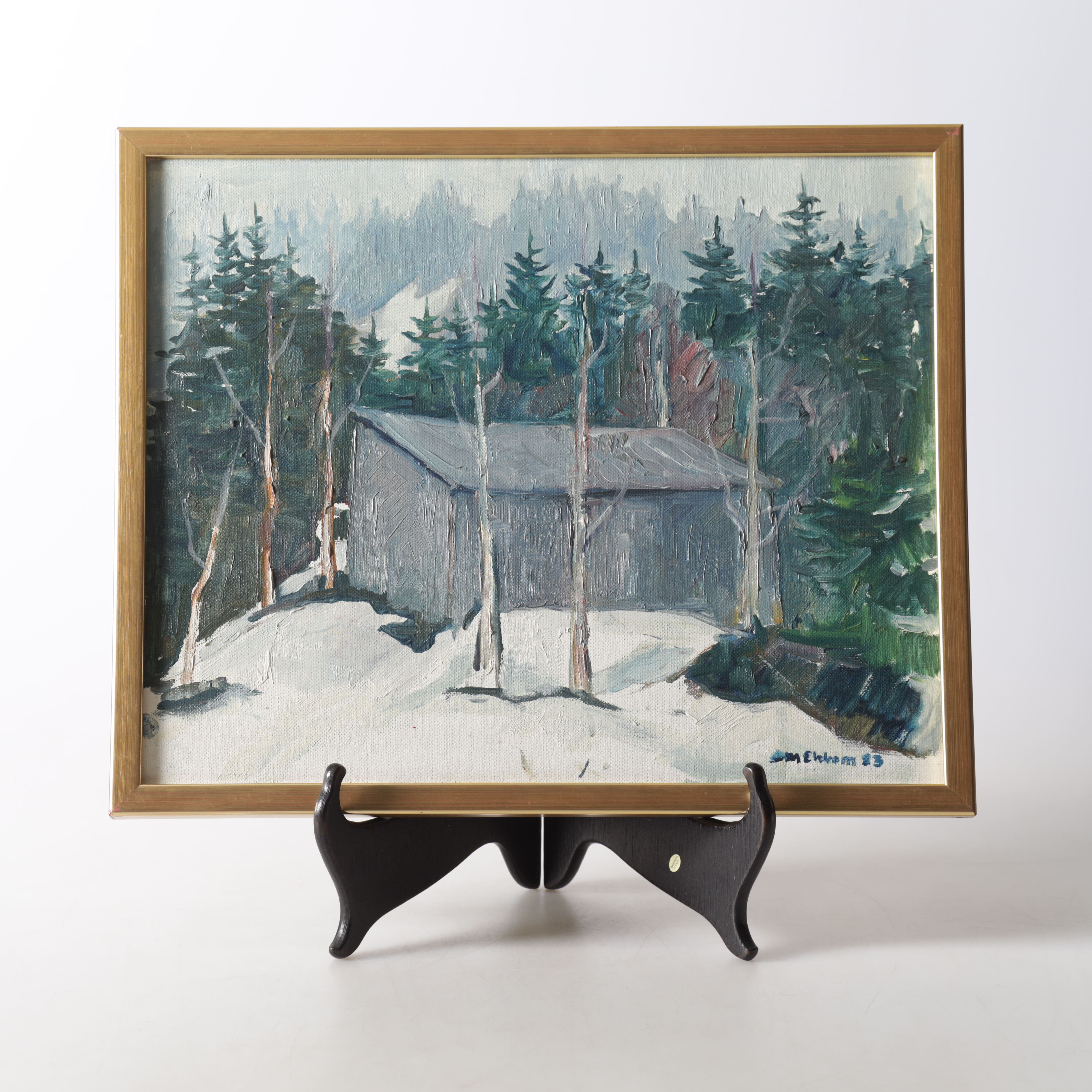 ANN-MARIE EKBOM-WIKSTRÖM. olja på pannå, "Mäland, Höga Kusten", signerad & daterad -83.