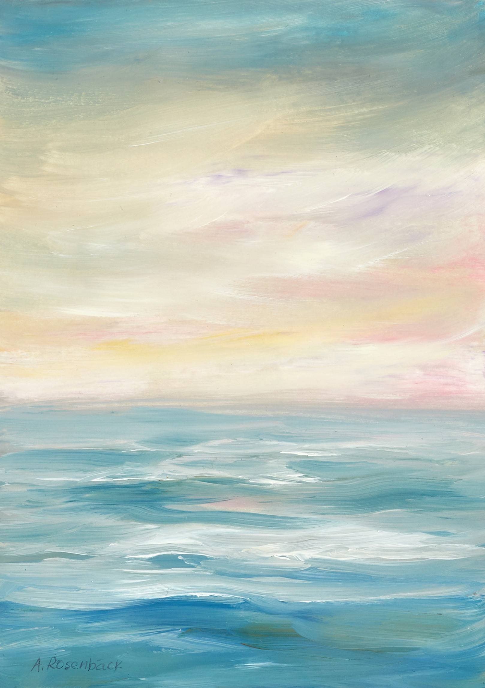 ANNA ROSENBÄCK. Landskap I, signerad A. Rosenbäck, olja på papper.