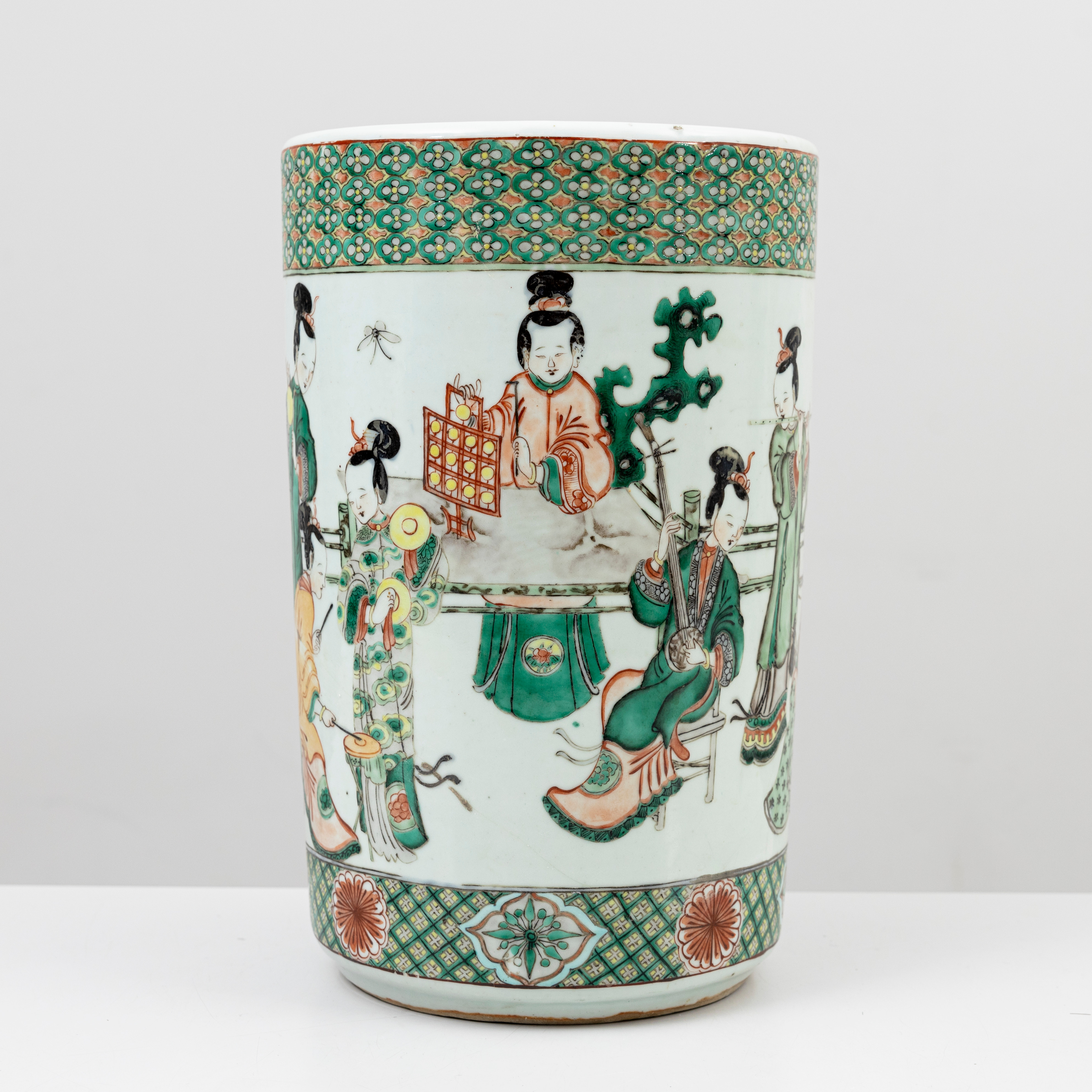 PARAPLYSTÄLL, Porslin, Famille Verte, Kina 1900-tal.