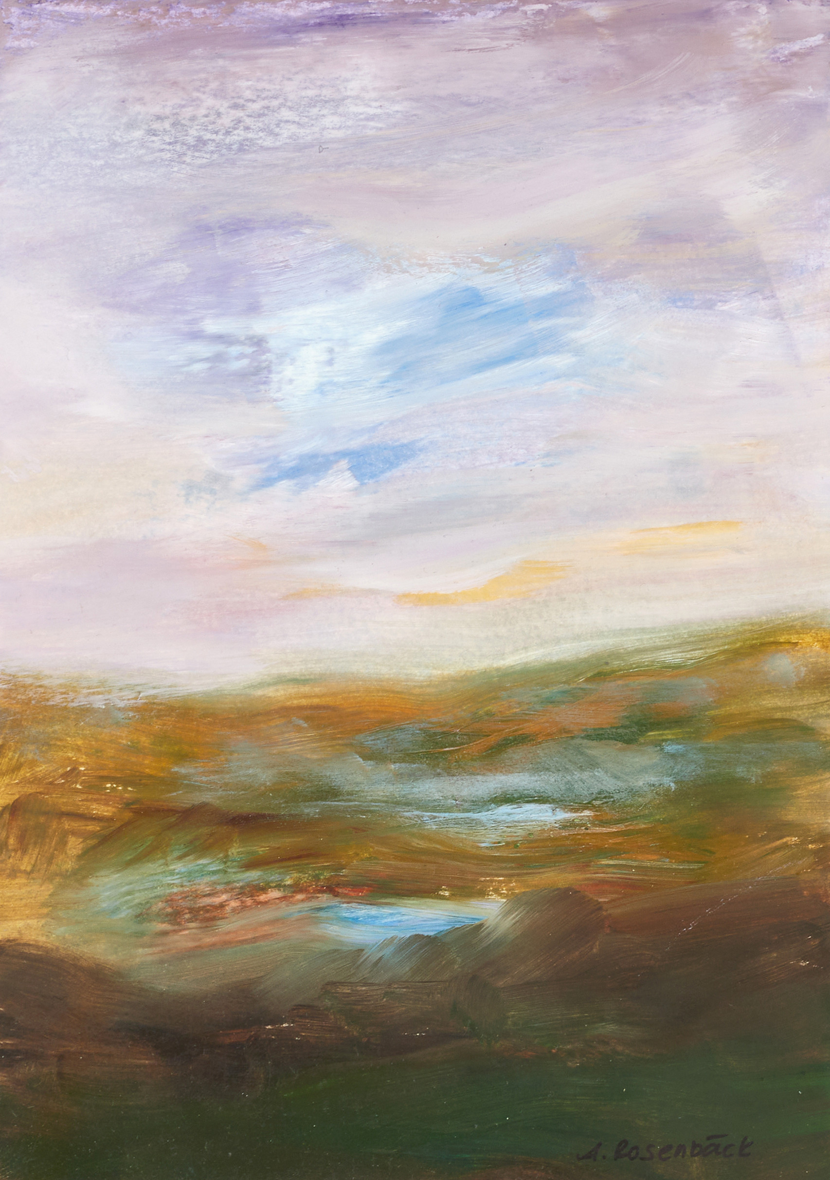 ANNA ROSENBÄCK. Landskap II, A. Rosenbäck, olja på papper.