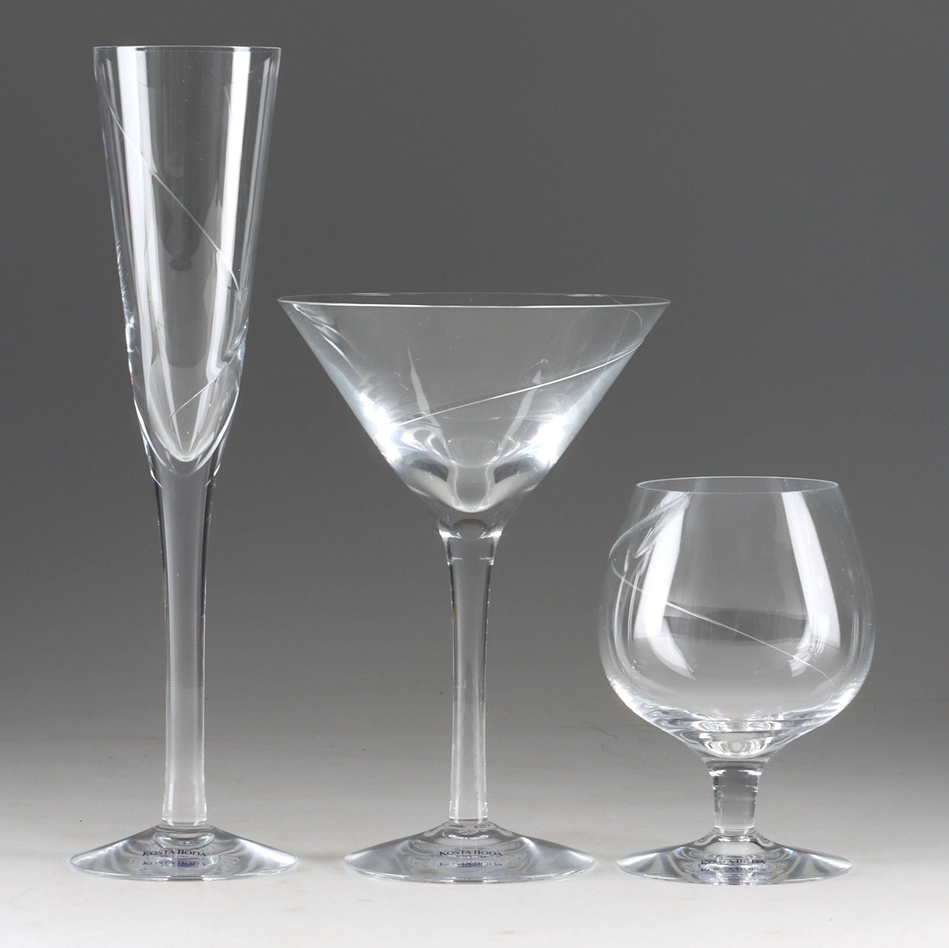 ANNA EHRNER. Glasservisdelar, "Line", glas, Kosta Boda.