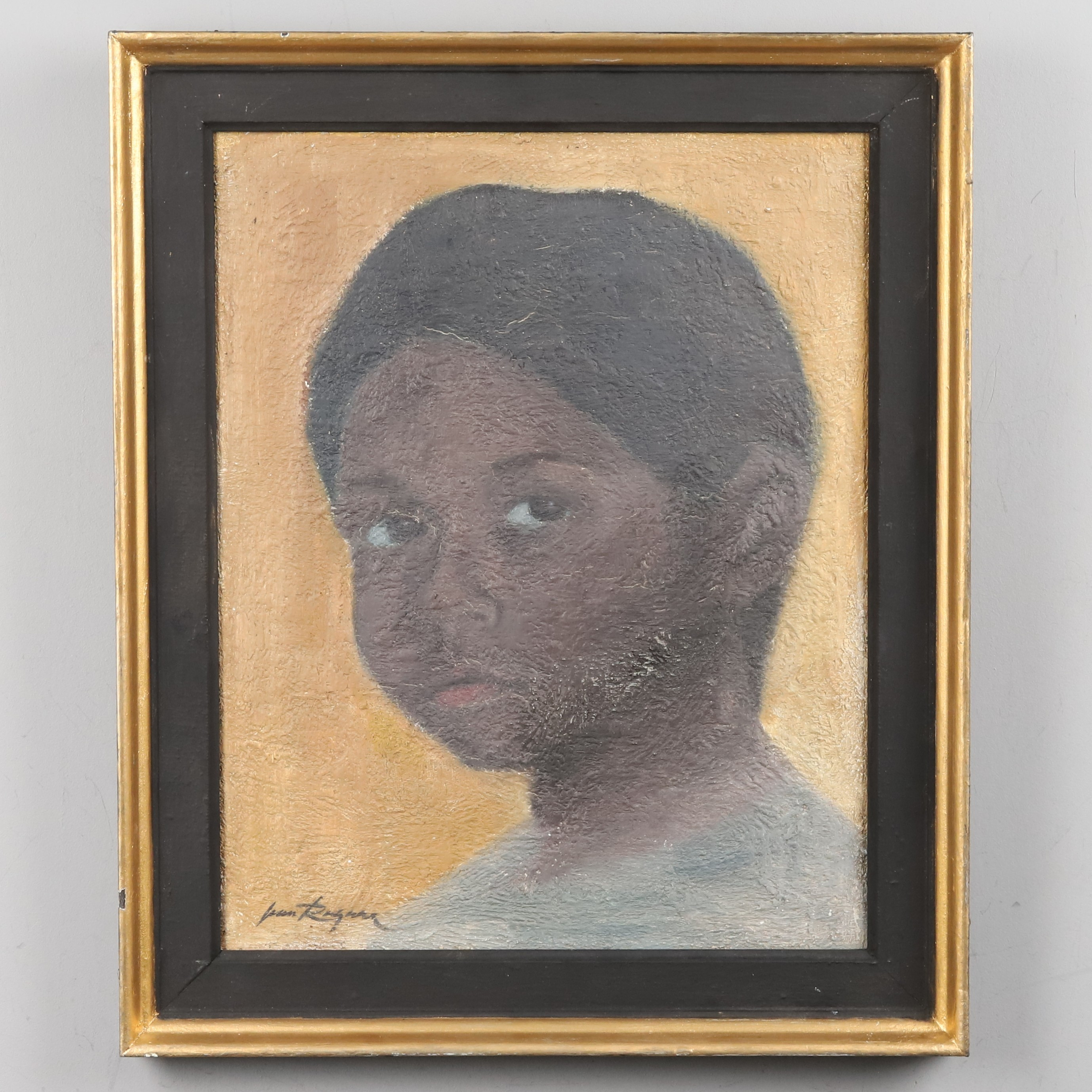 HELGE JEAN RAGNAR. OLJEMÅLNING PÅ PANNÅ, Porträtt, signerad.